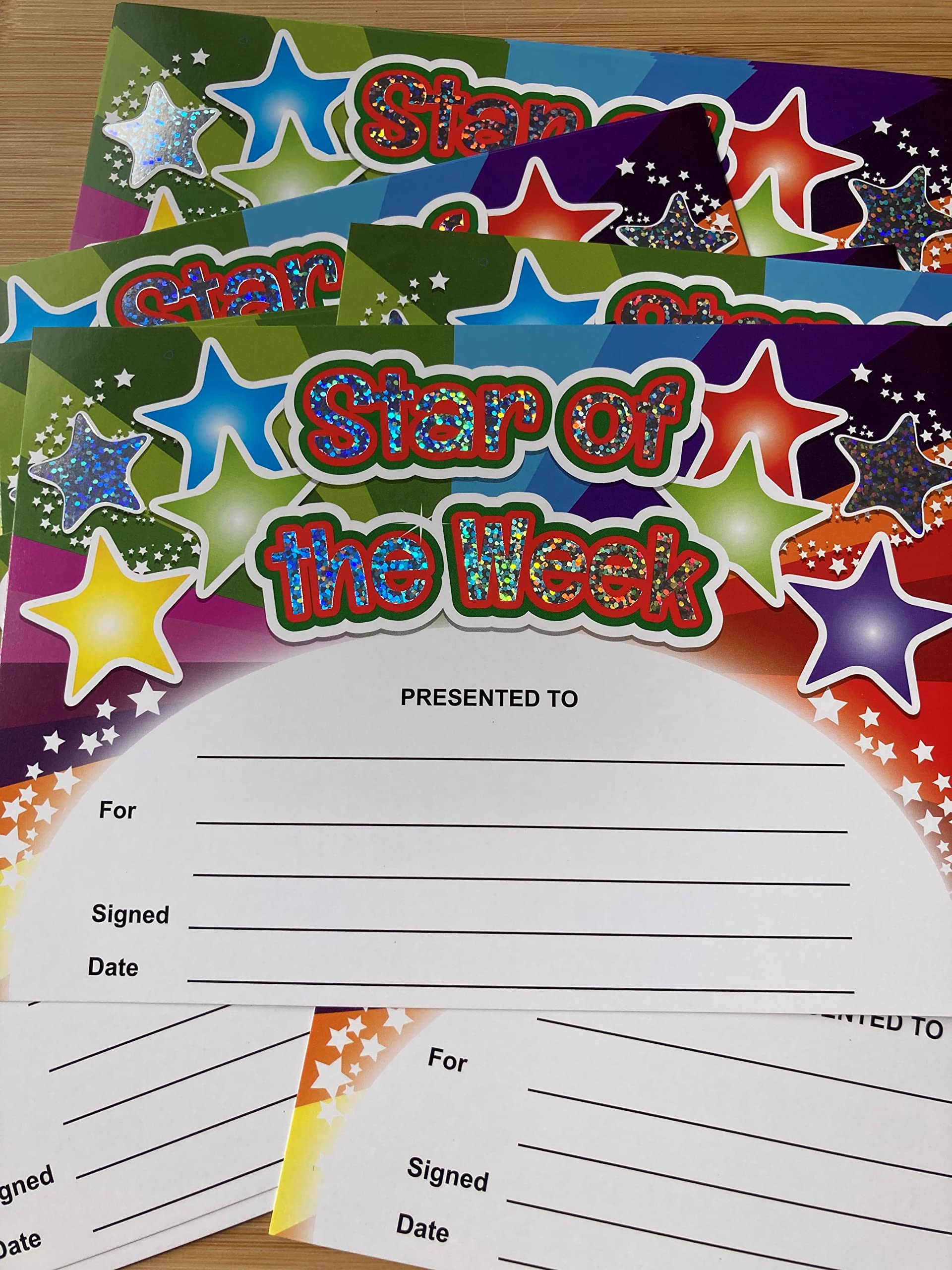 SuperStickers Star of The Week Rainbow Sparkling Certificate - 20 Pack | A5 Size 5