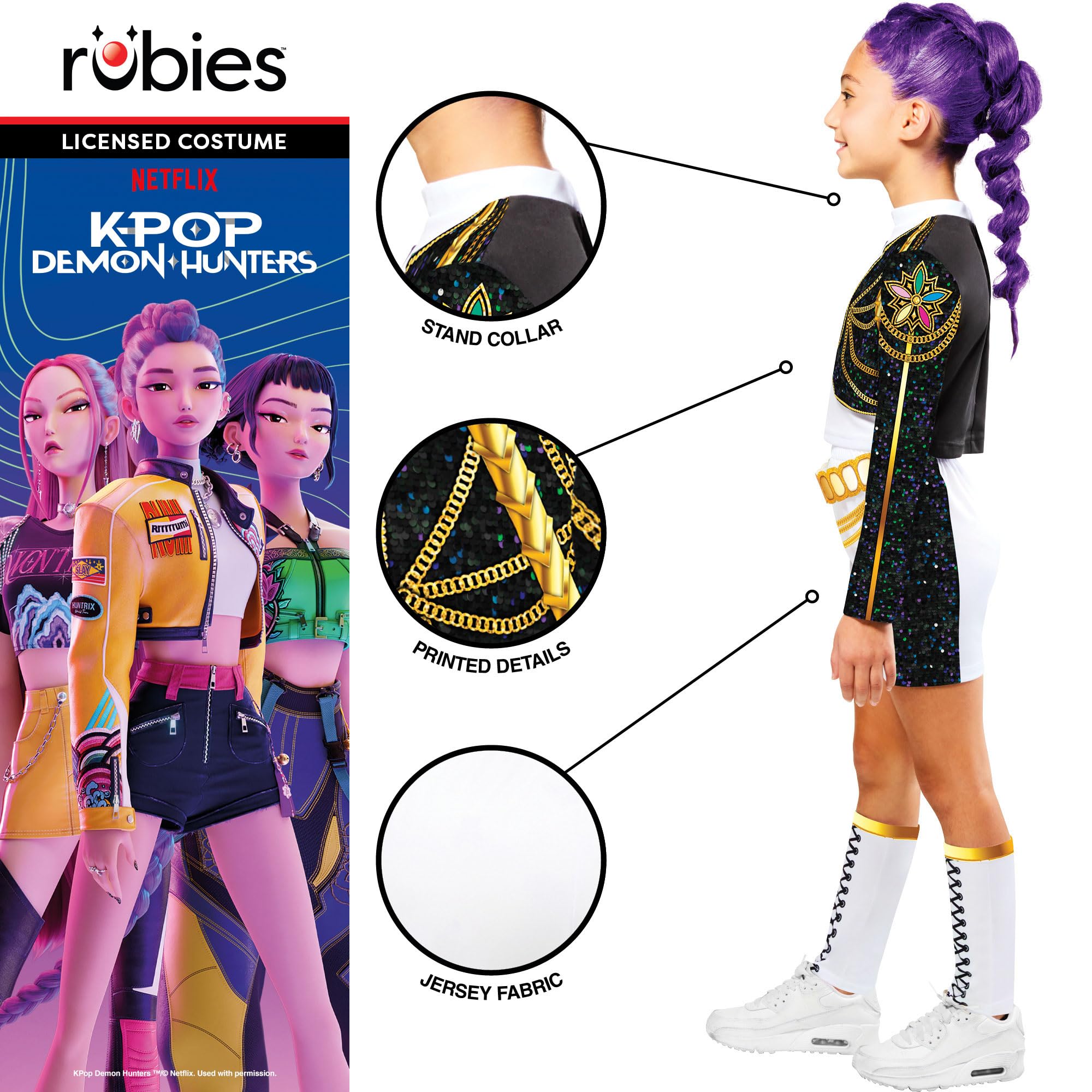 Rubies K-Pop Demon Hunters Rumi Golden Hybrid Child Costume - Size 7-8 Years | Polyester 4
