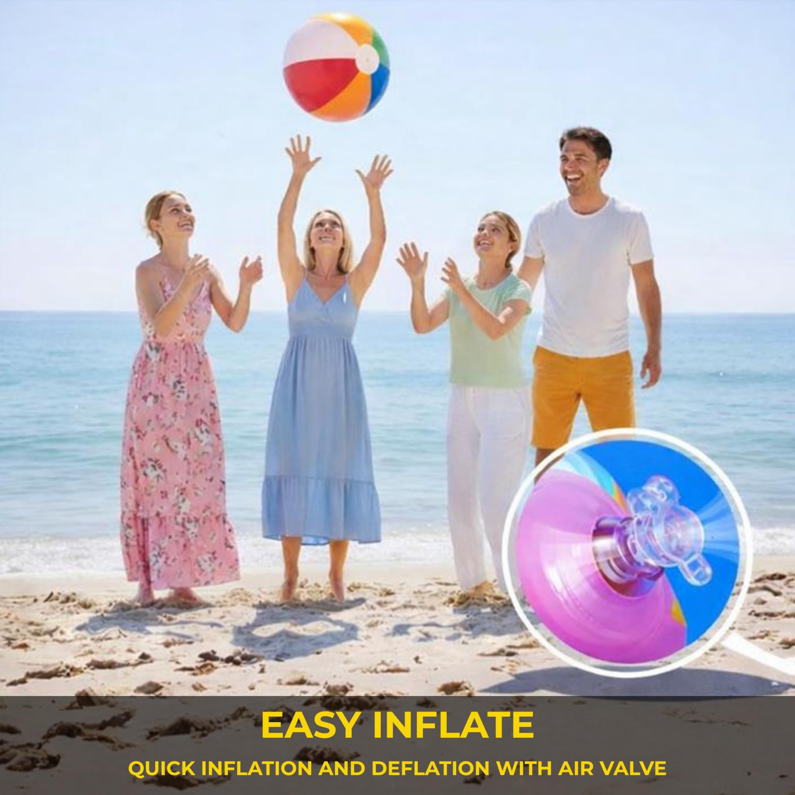 SHATCHI Inflatable Rainbow Beach Ball - 2 Pack | 16 Inch | Multicolour 6