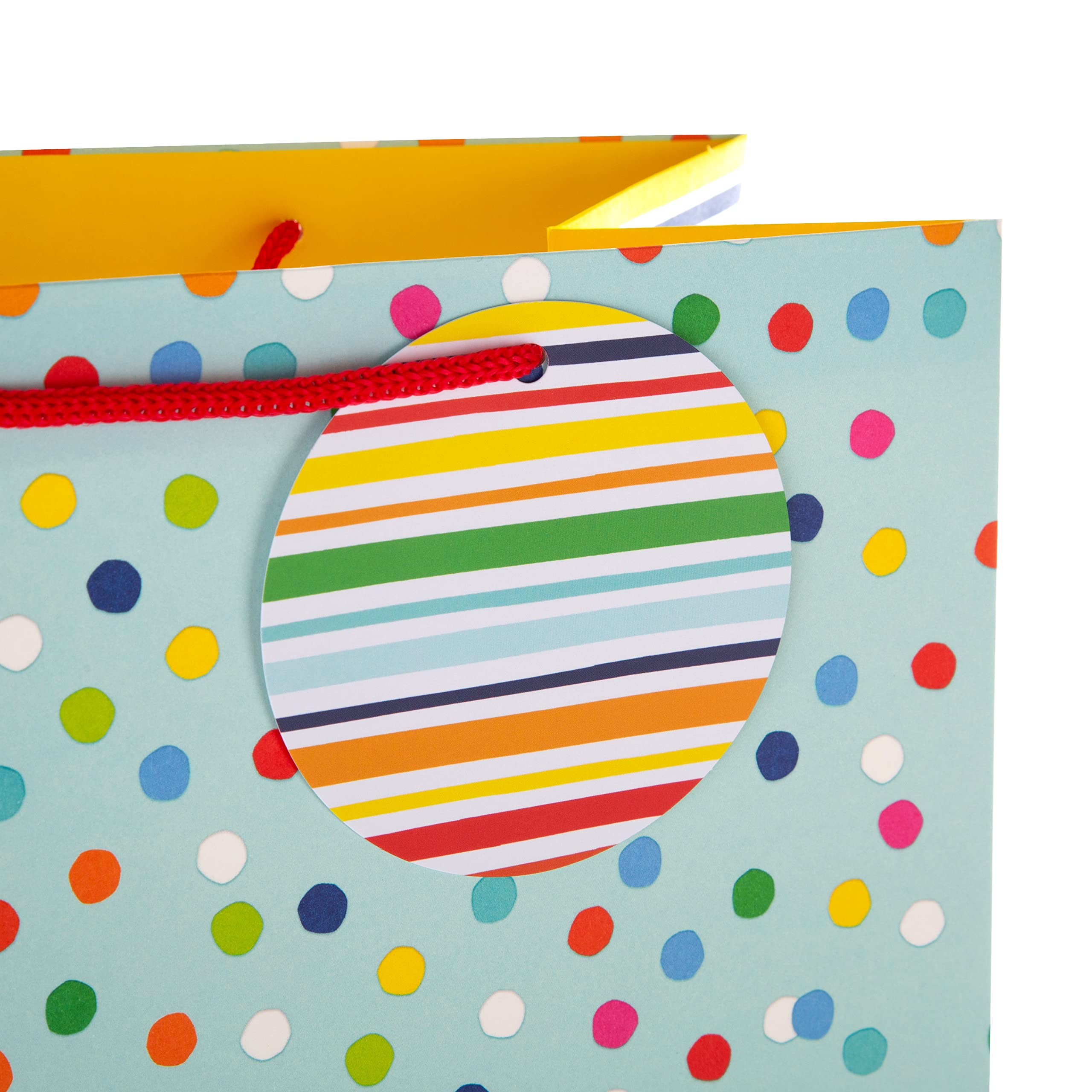 Hallmark Large Gift Bag - Spots and Stripes Design | H33cm x W26.5cm x D14.6cm | Includes Gift Tag
