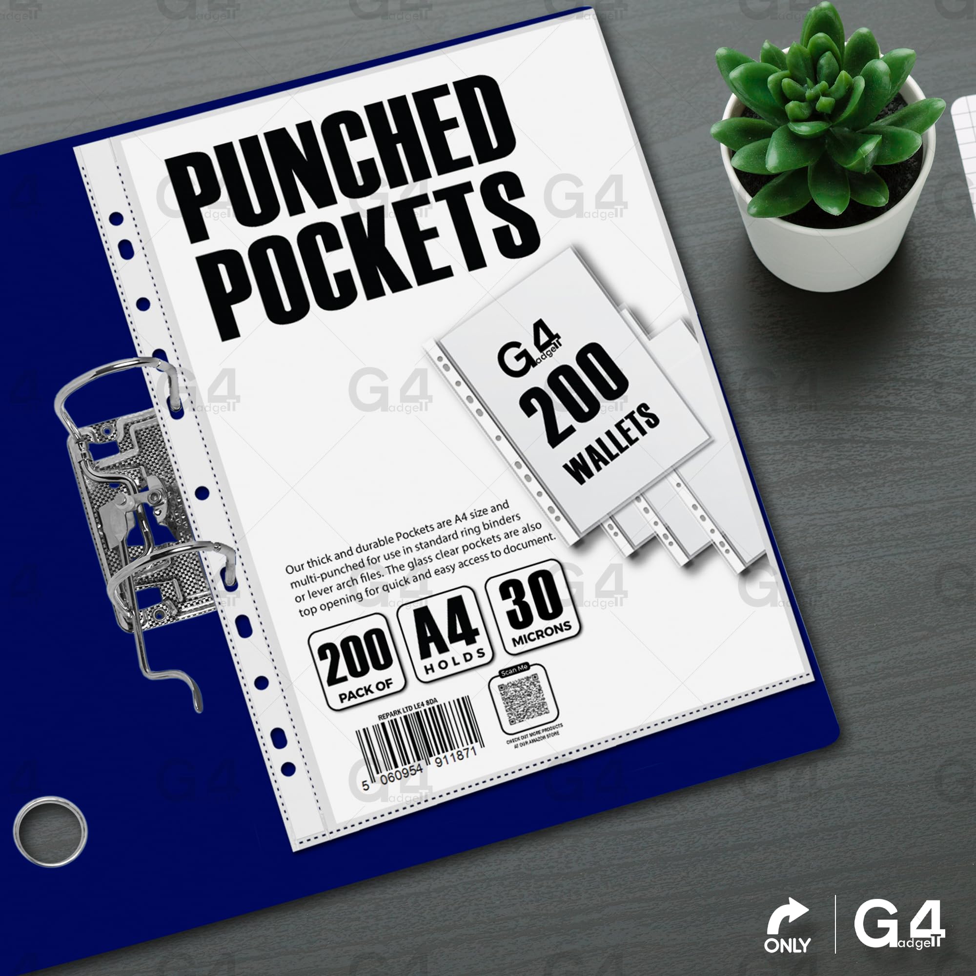 G4GADGET A4 Punched Sheet Protectors - 200 Pack | 30 Micron Polypropylene | Frost Finish 7