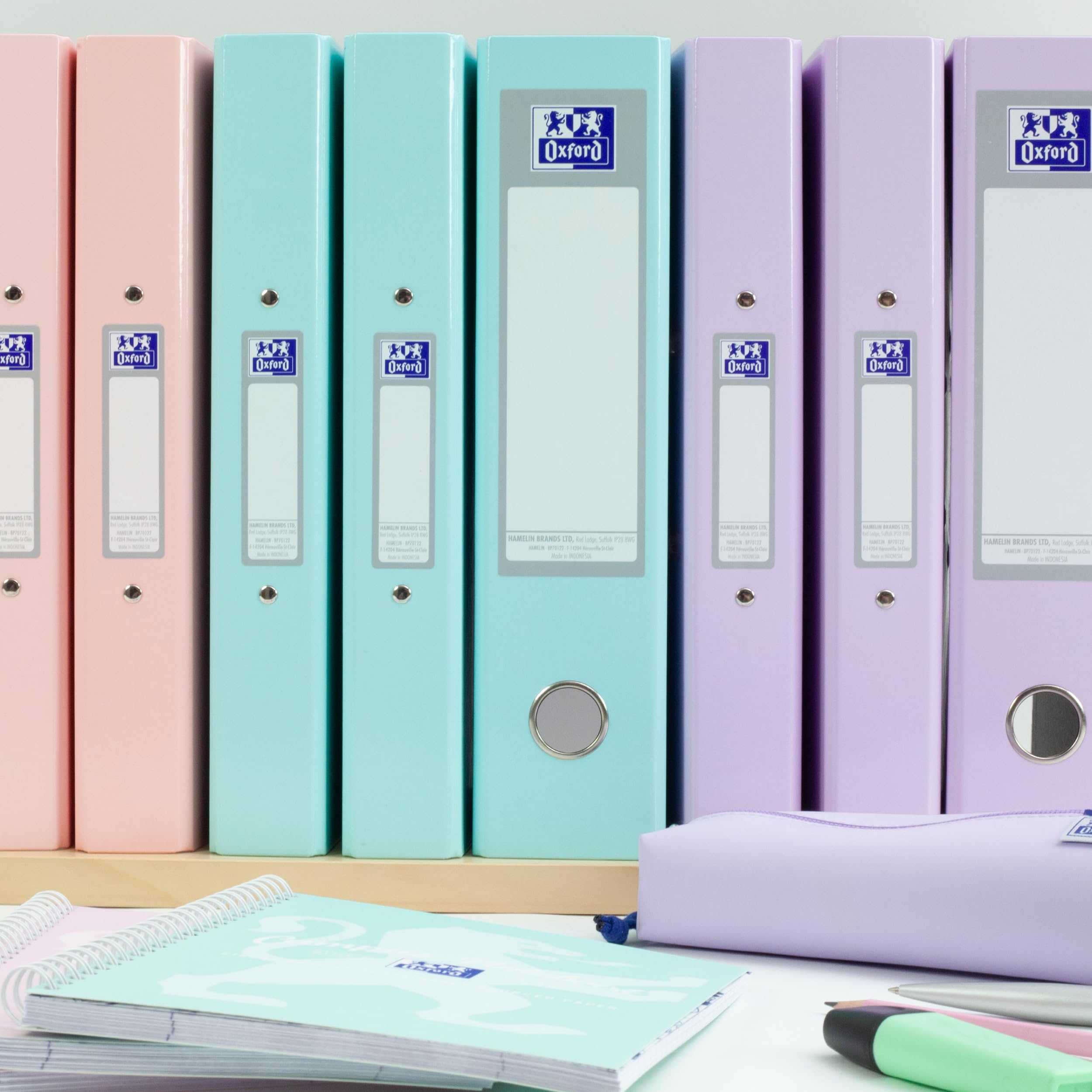 Oxford A4 O-Ring Binder - 40mm Spine, 250 Sheet Capacity, Pack of 3 Pastel Folders 6