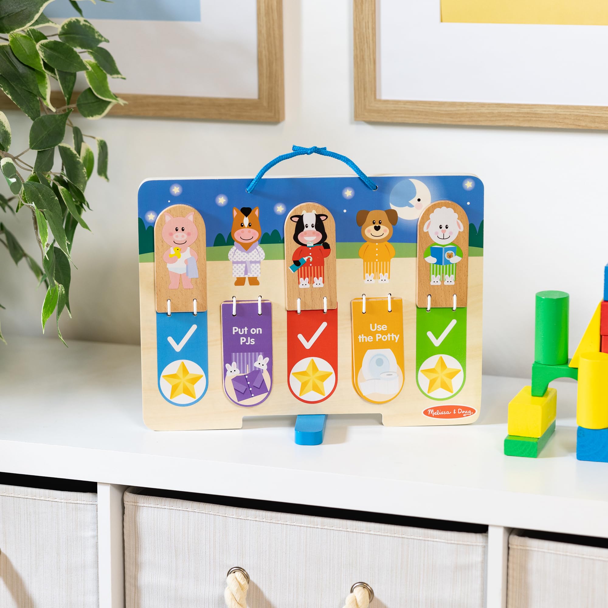 Melissa & Doug My Daily Routines Chart - Early Learning Toy for Kids Ages 3-6 | Double-Sided Interactive Board | FSC Certified Wood 9