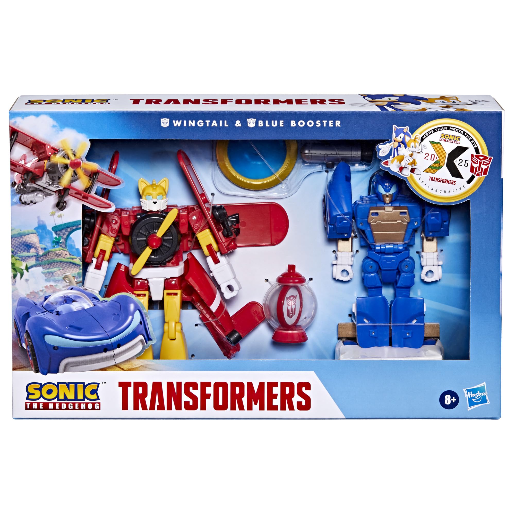 Transformers x Sonic the Hedgehog Collaborative Blue Booster & Wingtail Action Figures | 5-inch Figures | Ages 8+ 2