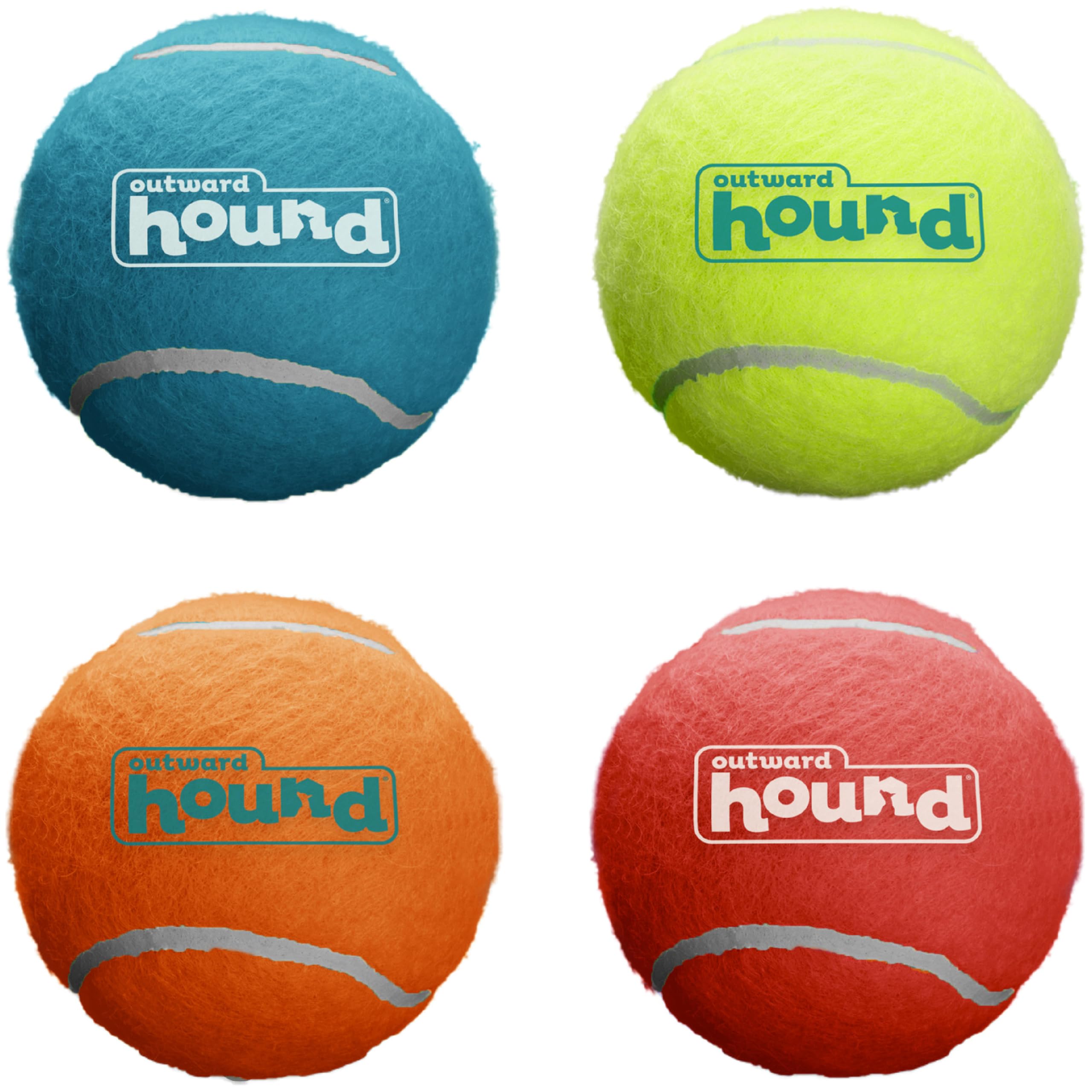 Outward Hound Squeaker Ballz Fetch Dog Toy - Medium Size, 4 Pack | Premium Rubber Bounce