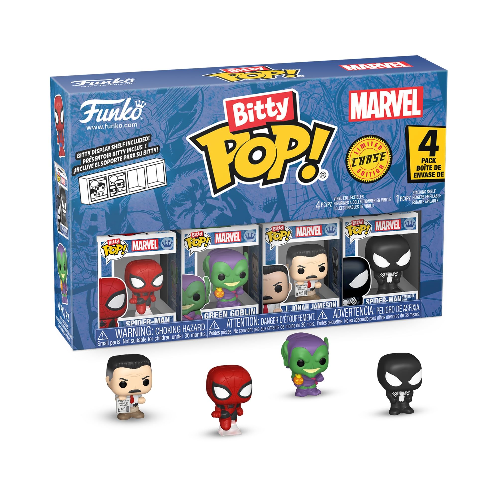 Funko Bitty Pop! Spider-Man 4pk - Marvel Comics Chibi Figures | 0.9 Inch Vinyl | Ages 3+ 2