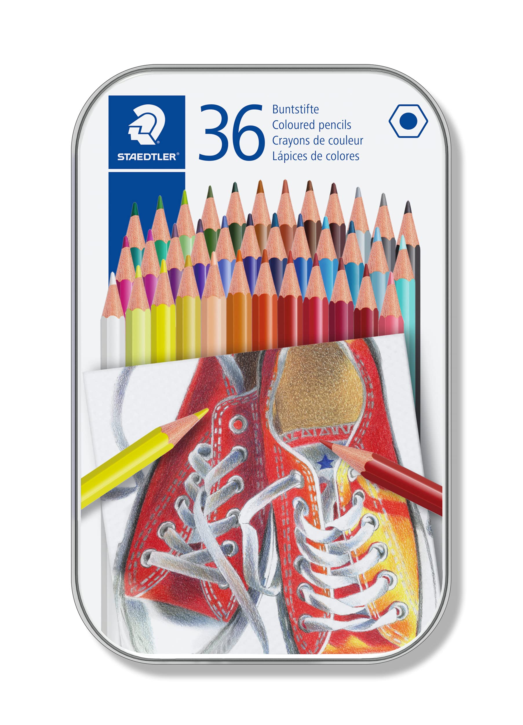 STAEDTLER 175 M36 Wood-Free Coloured Pencils - 36 Assorted Brilliant Colours | Hexagonal Grip