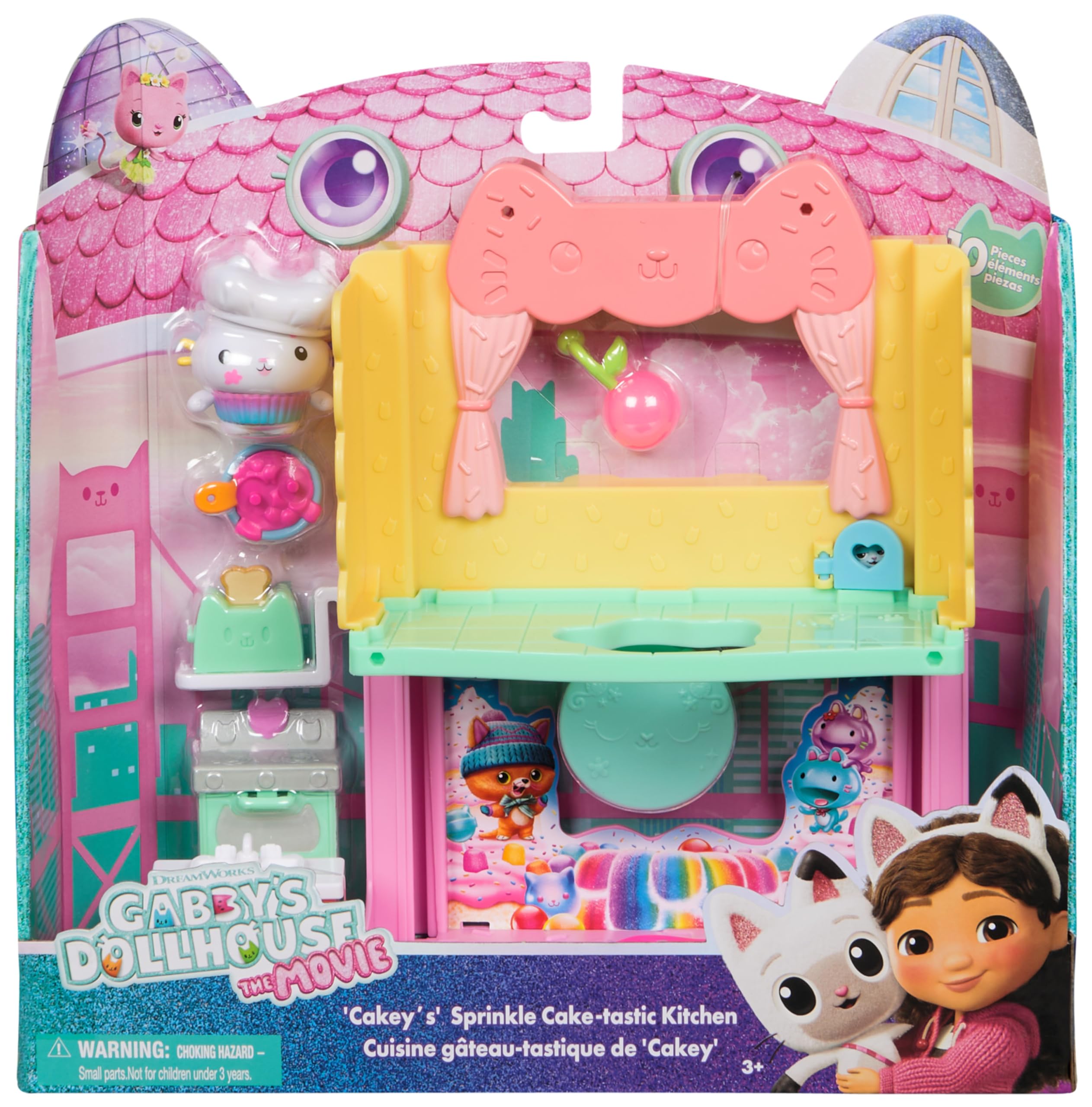DREAMWORKS GABBY'S DOLLHOUSE Cakey's Sprinkle Cake-tastic Kitchen Playset | Ages 3-6 | 10-Piece Set 6