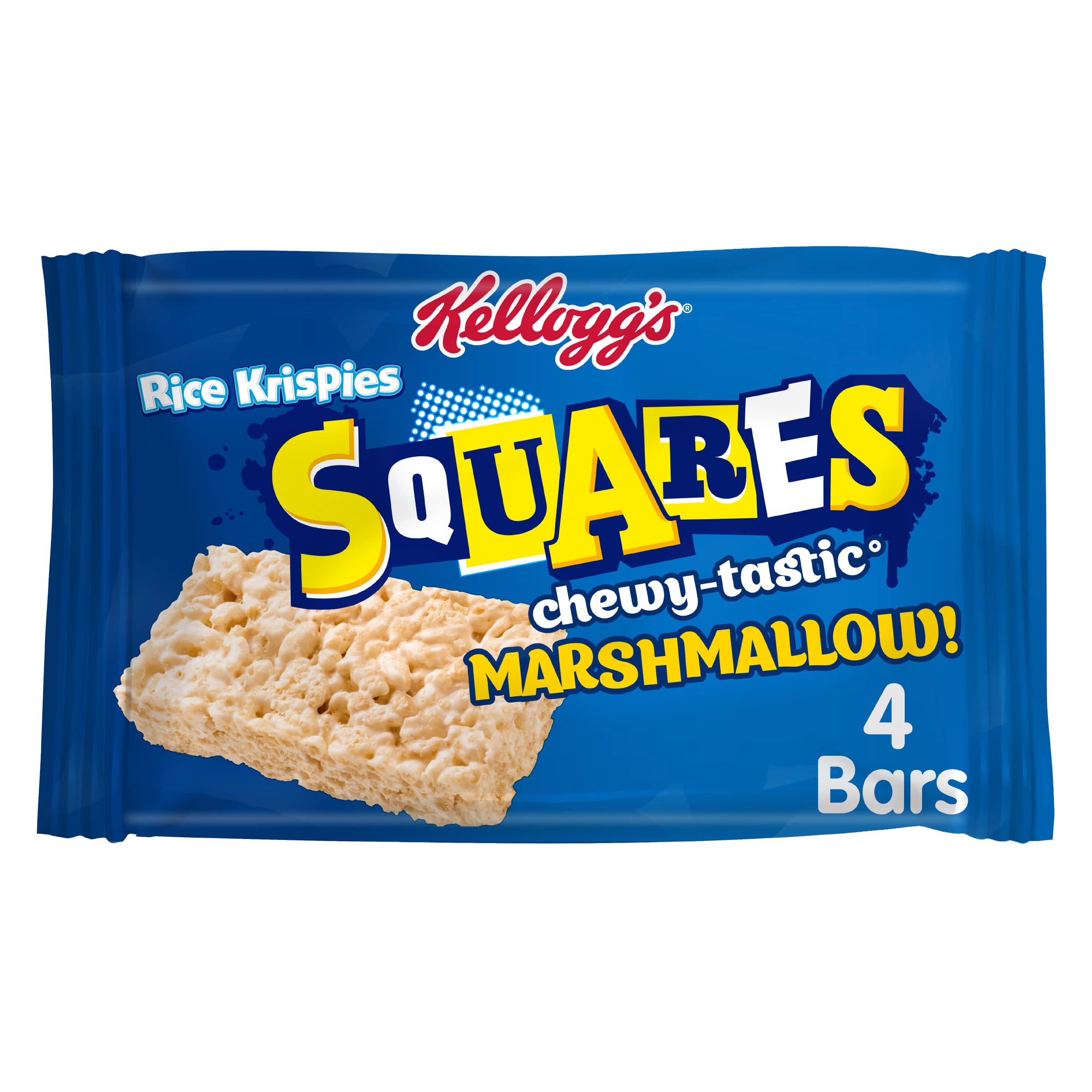Kellogg's Rice Krispies Squares Marshmallow Snack Bars - Crispy Rice Cereal Treat | 4 x 28g Pack