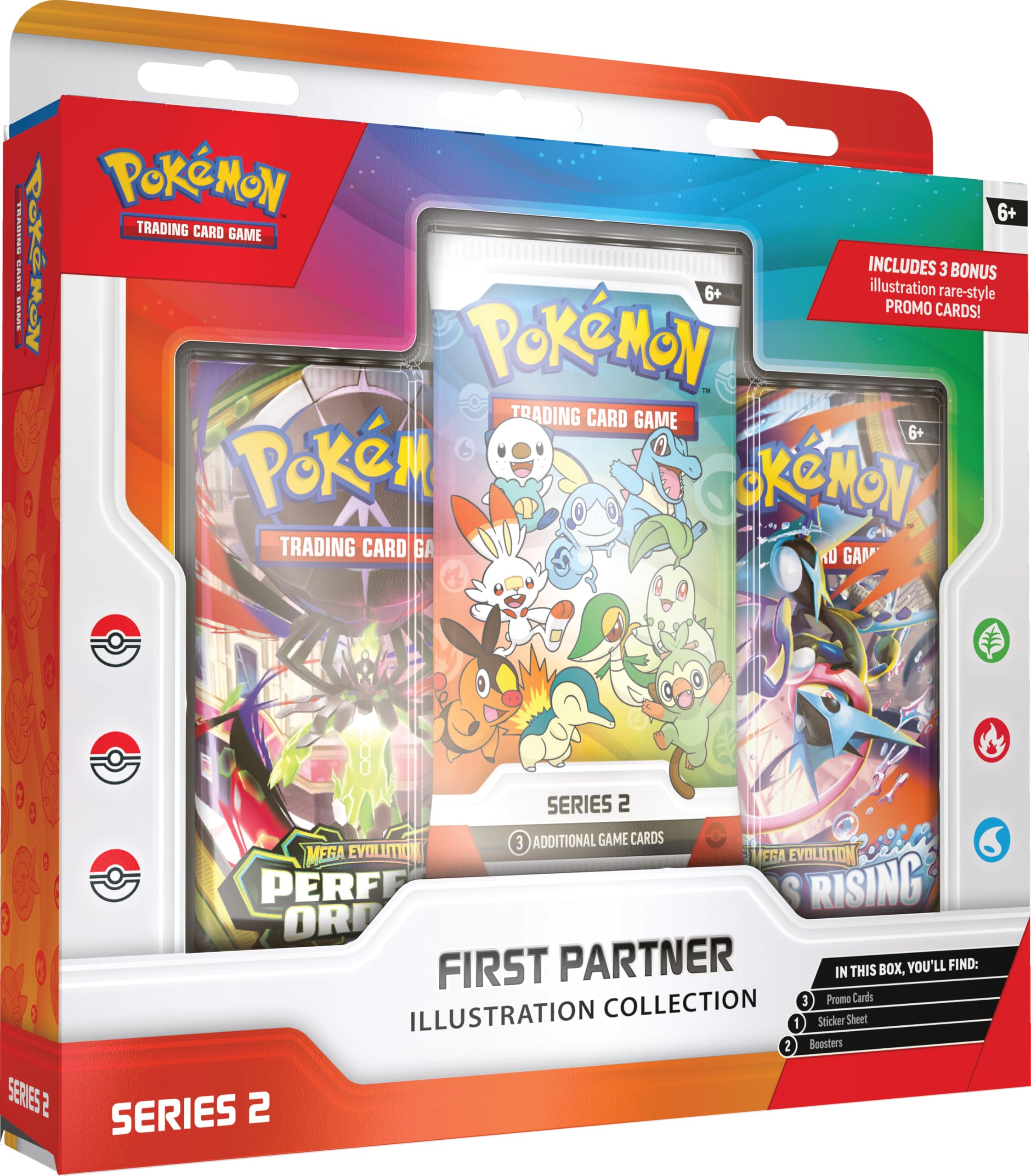 Pokémon TCG: First Partner Illustration Collection—Series 2 | 3 Promo Cards, 2 Booster Packs, 1 Sticker Sheet