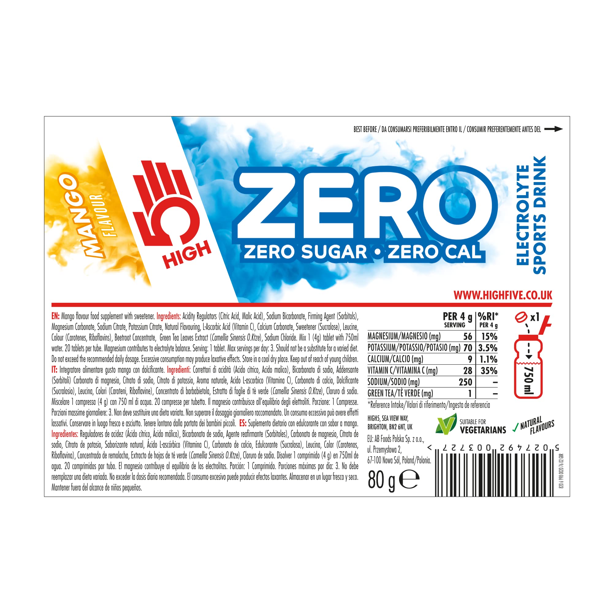 HIGH5 ZERO Electrolyte Tablet - Sugar-Free Hydration with Vitamin C | Mango | 20 Count 6