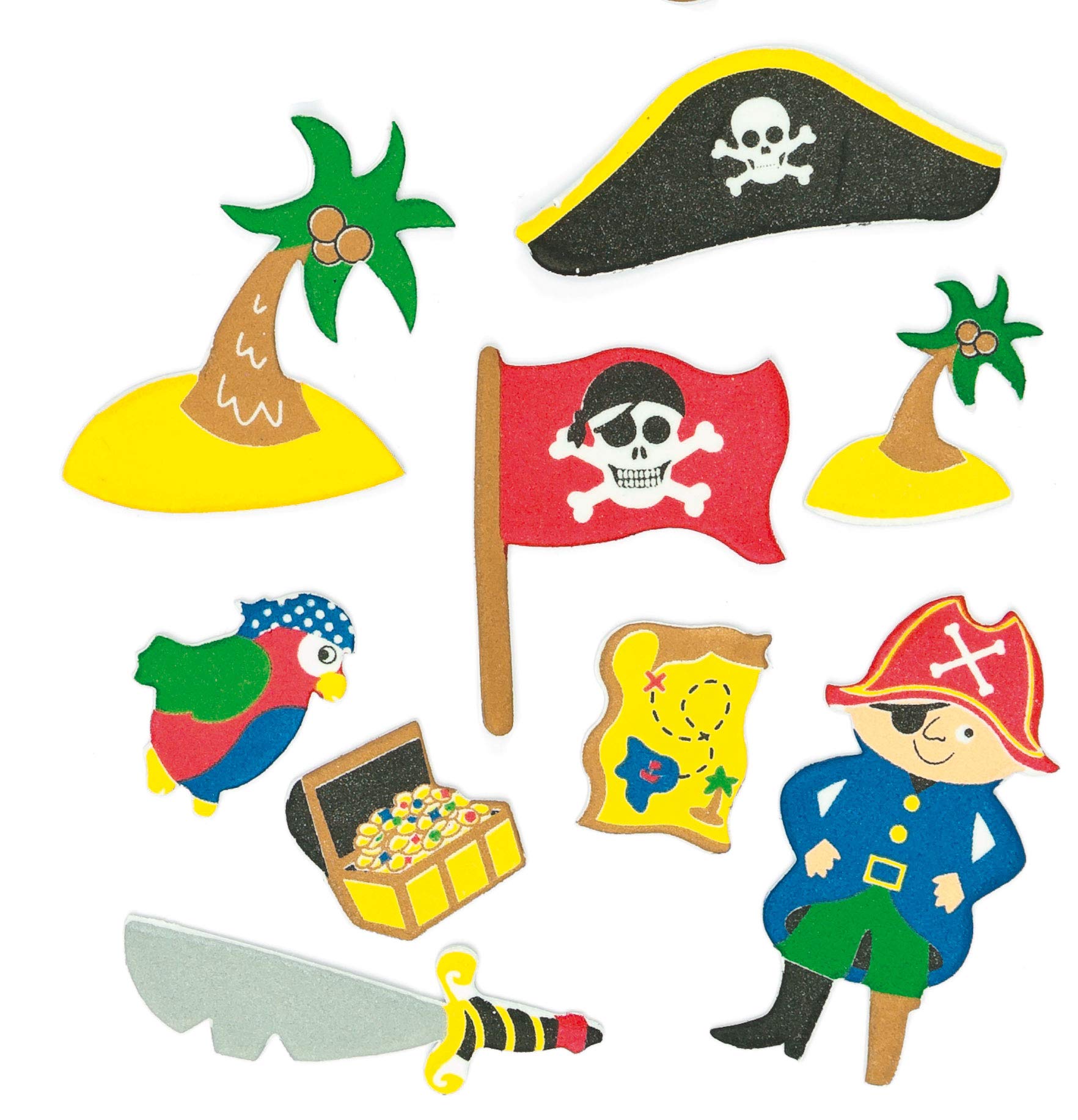 Baker Ross Pirate Foam Stickers (Pack of 96) for Kids Crafts & Decorations | Self Adhesive Vinyl 3