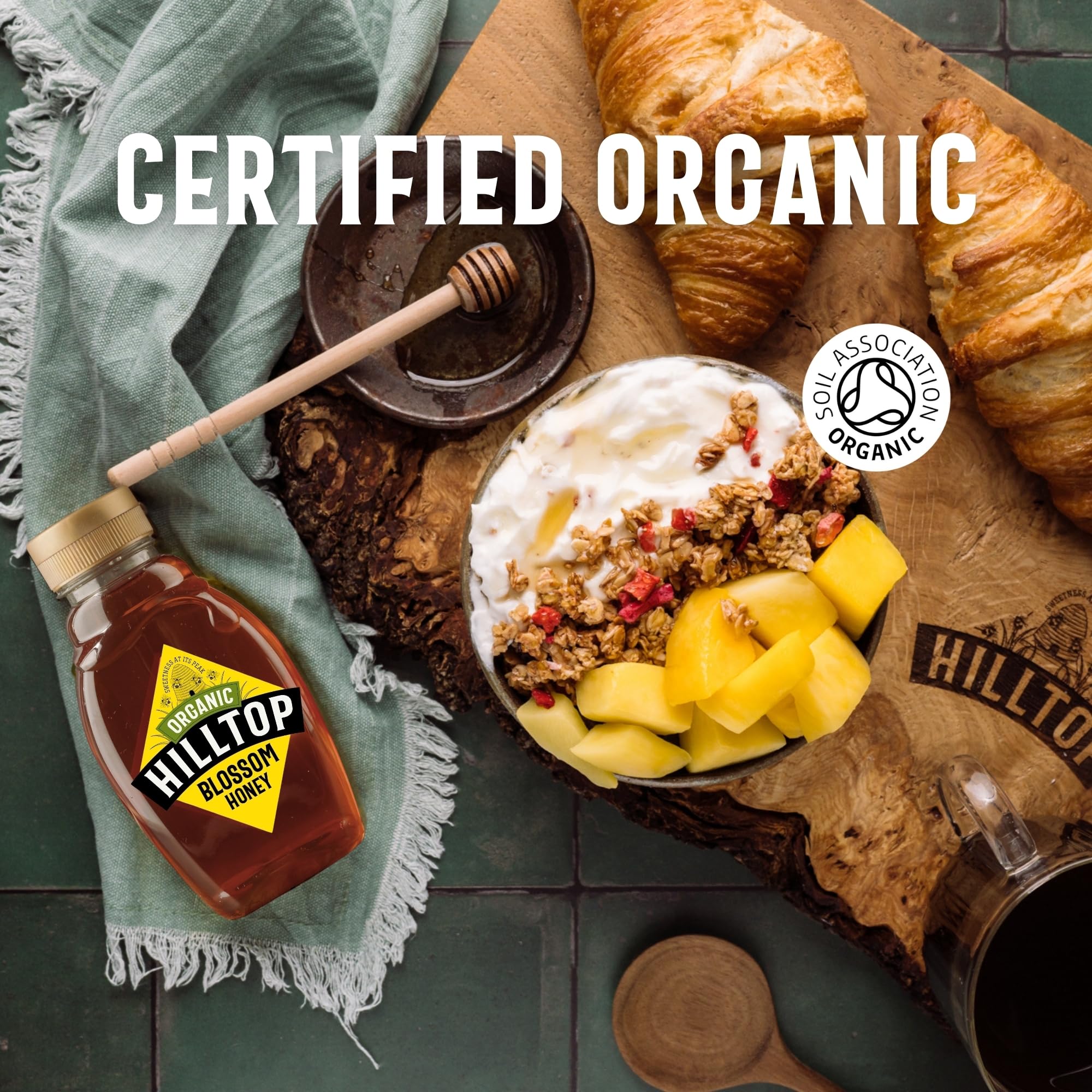 Hilltop Honey Organic Blossom Honey - Pure Natural Honey | Soil Association Certified | 340g Squeezy Bottle 3