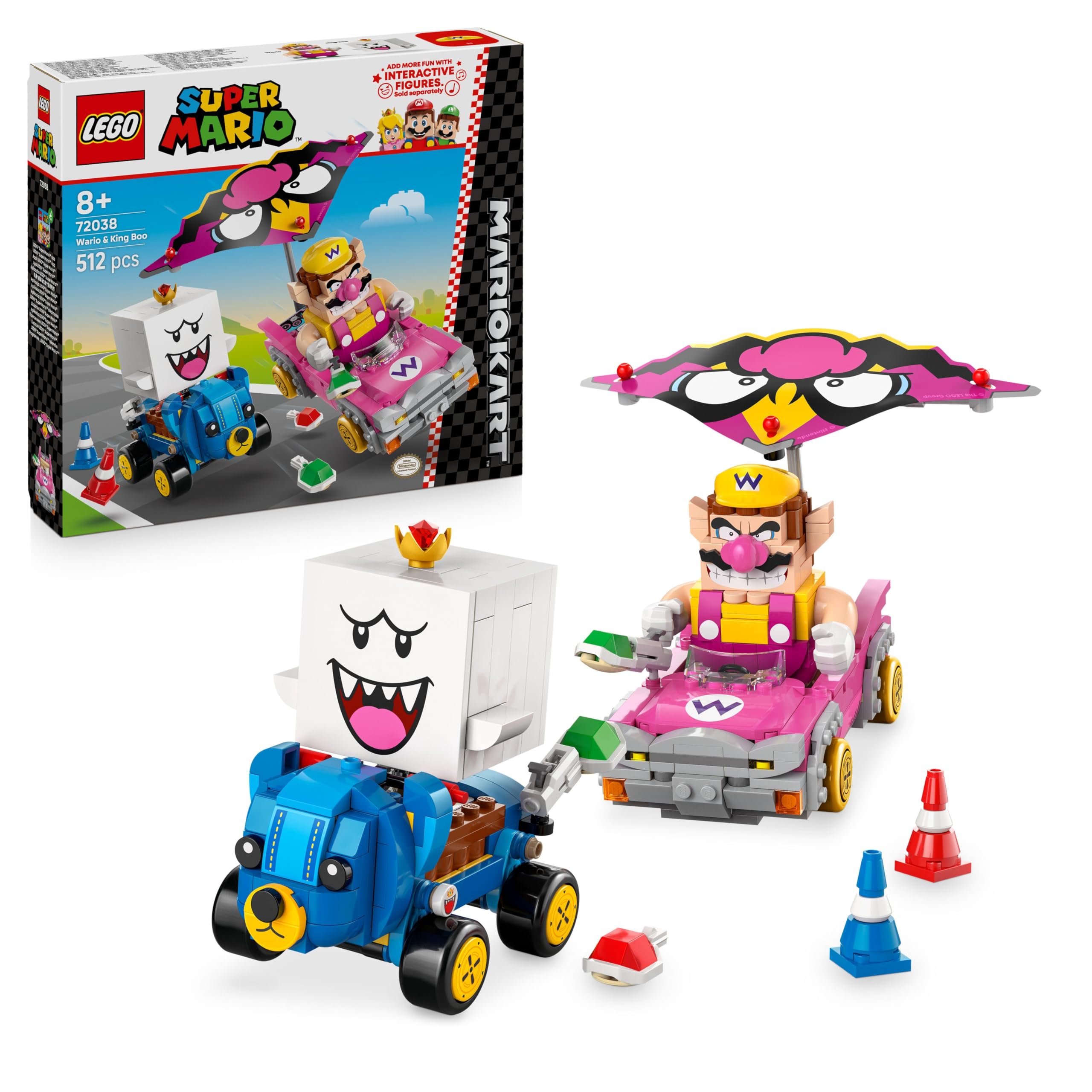 LEGO Super Mario: Wario & King Boo Mario Kart Building Set | Ages 8+ | Model 72038