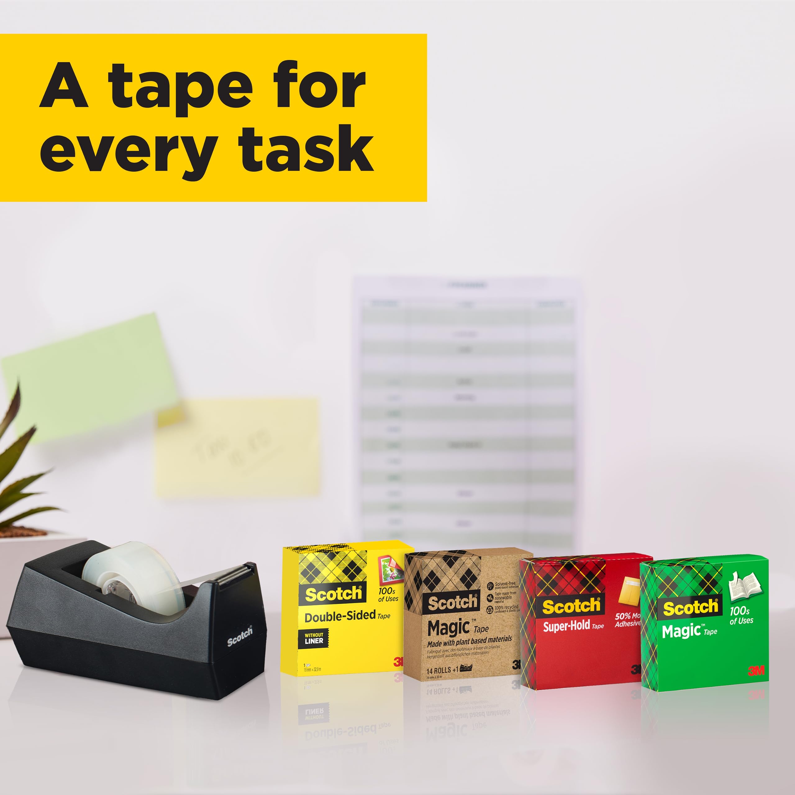 Scotch Desktop Tape Dispenser C38, Black + Scotch MagicTape, 19 mm x 33 m, 3 Rolls -Ideal for School, Home and Office 8