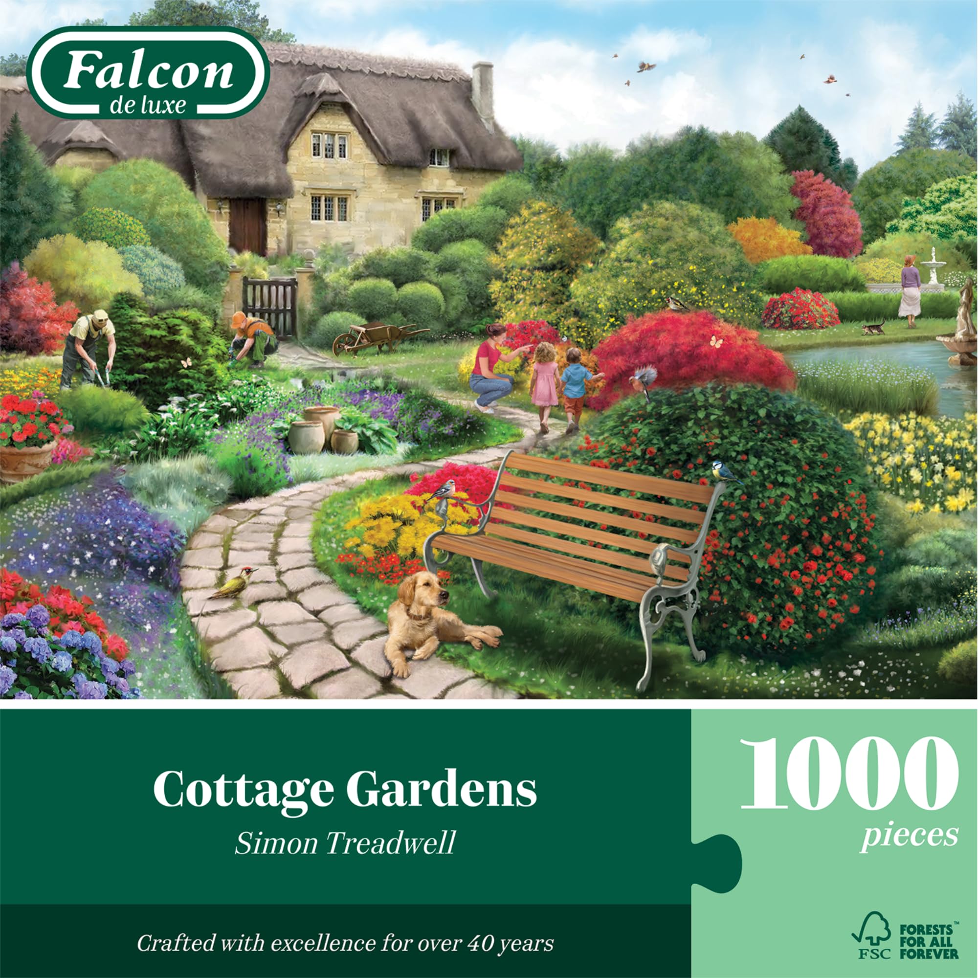 Falcon Cottage Gardens 1000 Piece Jigsaw Puzzle for Adults by Simon Treadwell | 49 cm x 68 cm