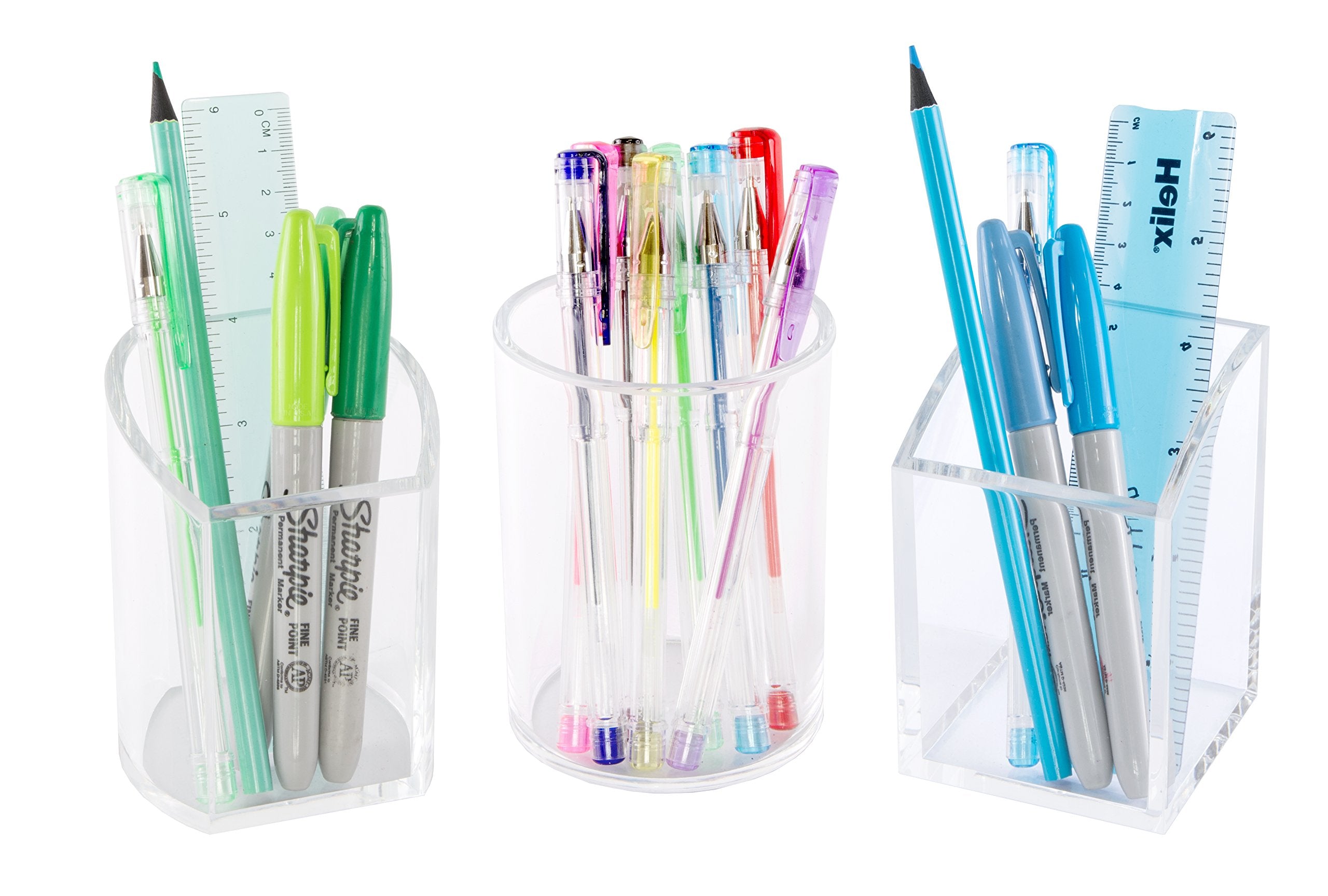 Osco Clear Acrylic Pen Pot - Square Transparent Desk Tidy for Pens, Pencils, and Tools | 70x70x102mm 3