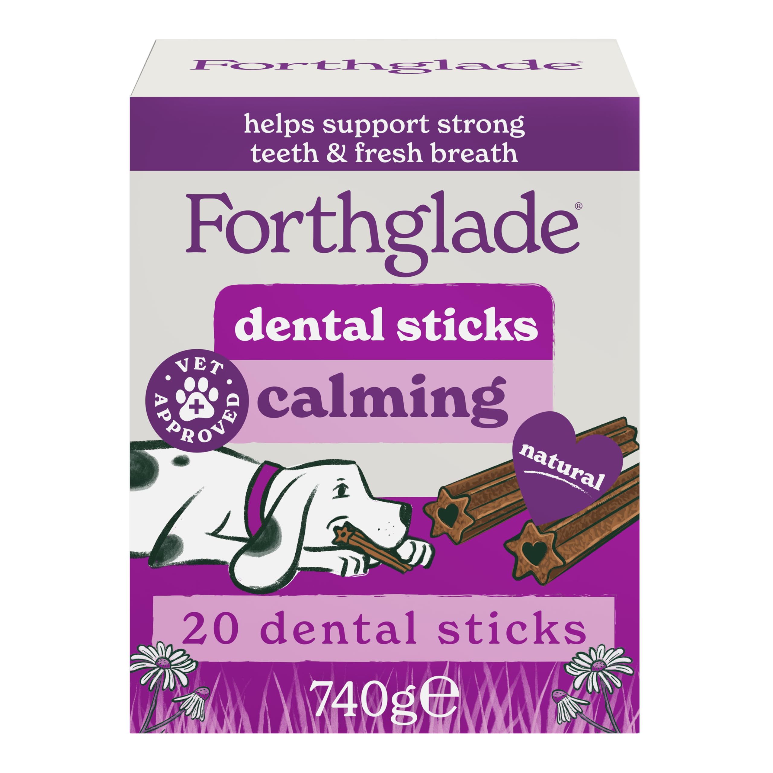 Forthglade Calming Dental Sticks for Dogs - 20 Count | Grain Free | Chicken Flavor