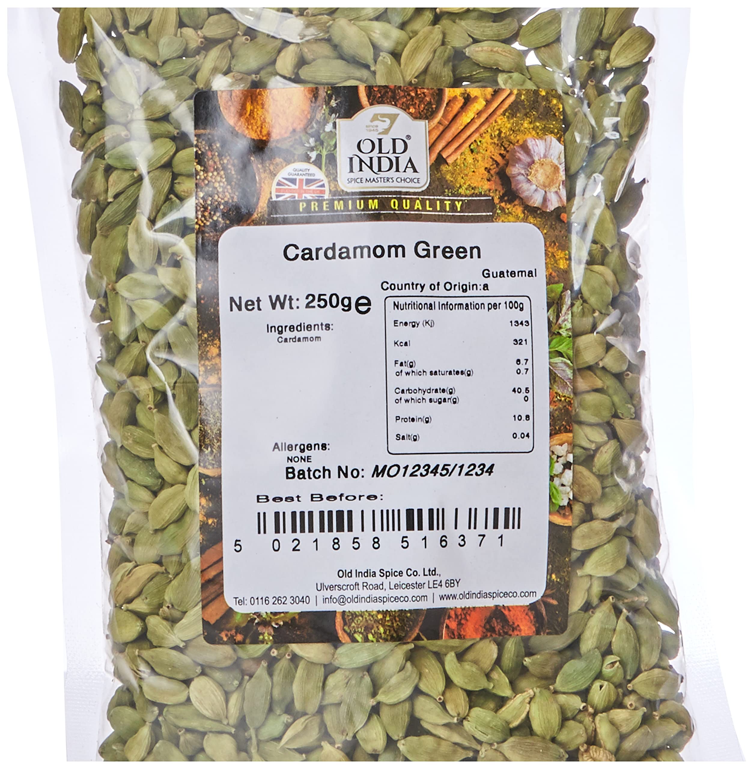 Old India Green Cardamom Seeds - 100% Natural Whole Spice | 250g Pack