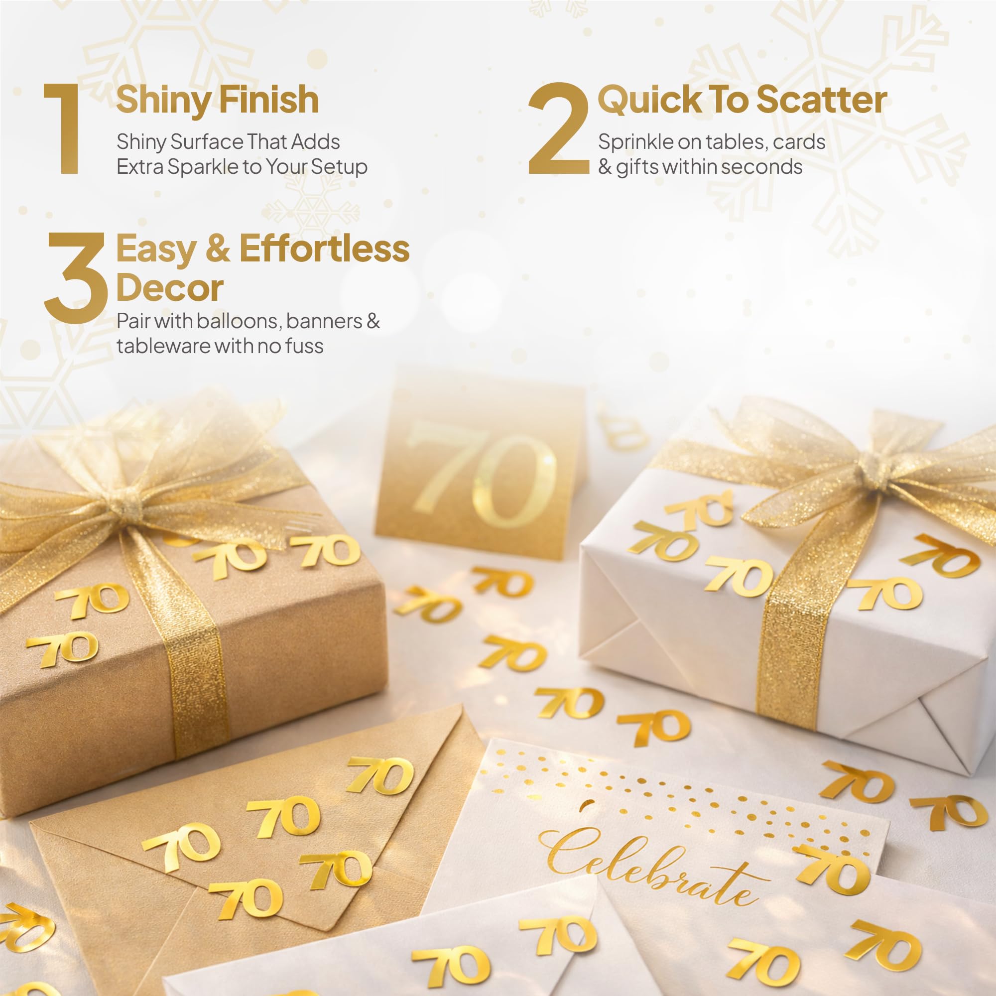 SHATCHI 14g Gold 70th Birthday Confetti Foil Metallic Glitz Table Scatter 6
