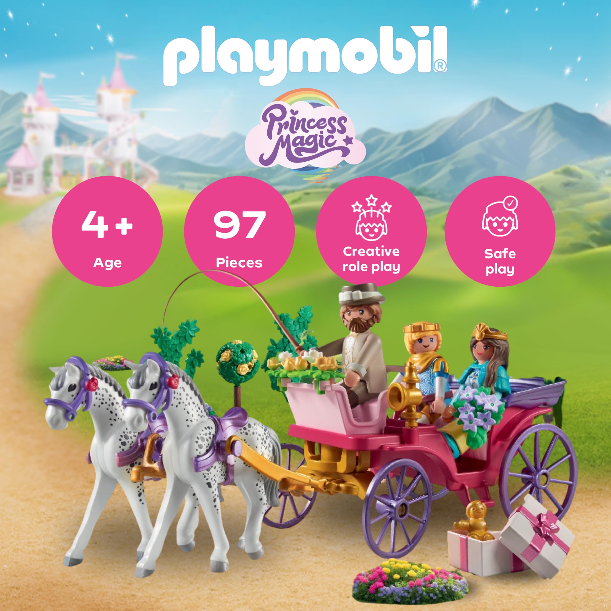 Playmobil Royal Carriage Ride with Princess and Prince Playset | Unisex Children | Ages 3+ 2