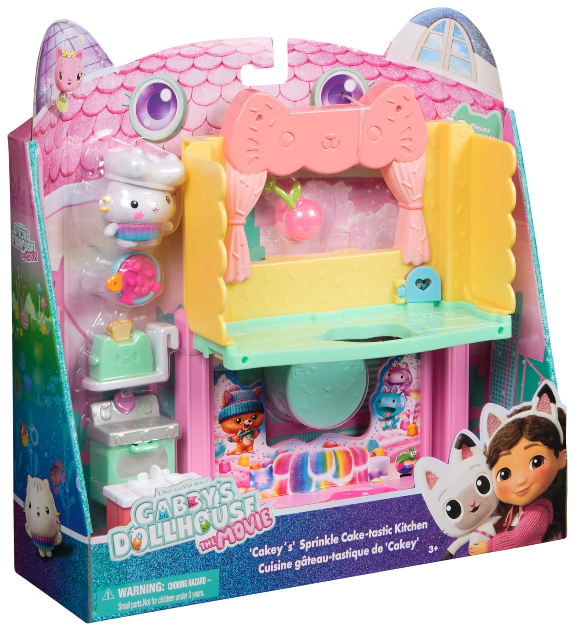 DREAMWORKS GABBY'S DOLLHOUSE Cakey's Sprinkle Cake-tastic Kitchen Playset | Ages 3-6 | 10-Piece Set