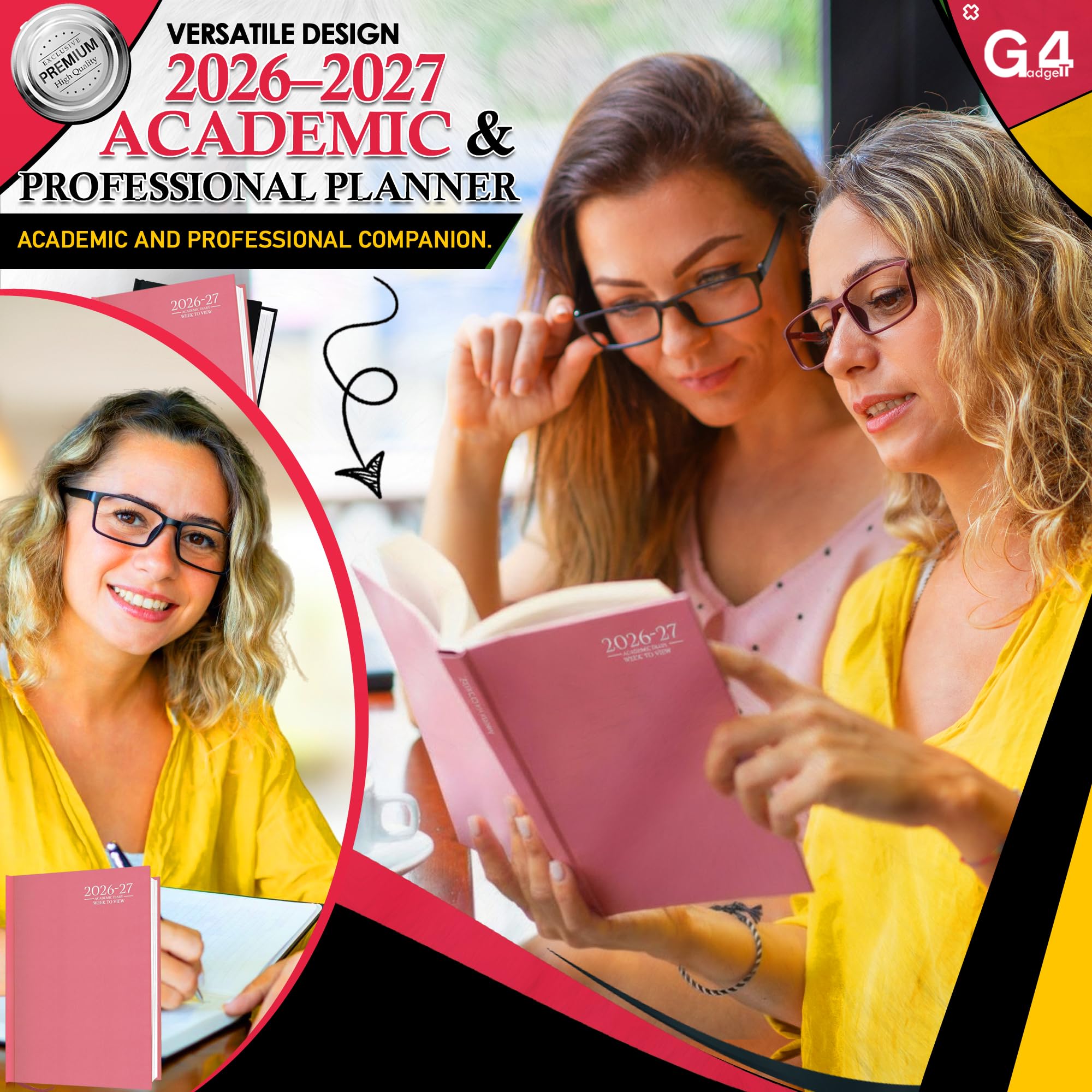 G4GADGET 2026-2027 Academic Diary - A5 Week To View | Pink Hardback | August 2026 - July 2027 3