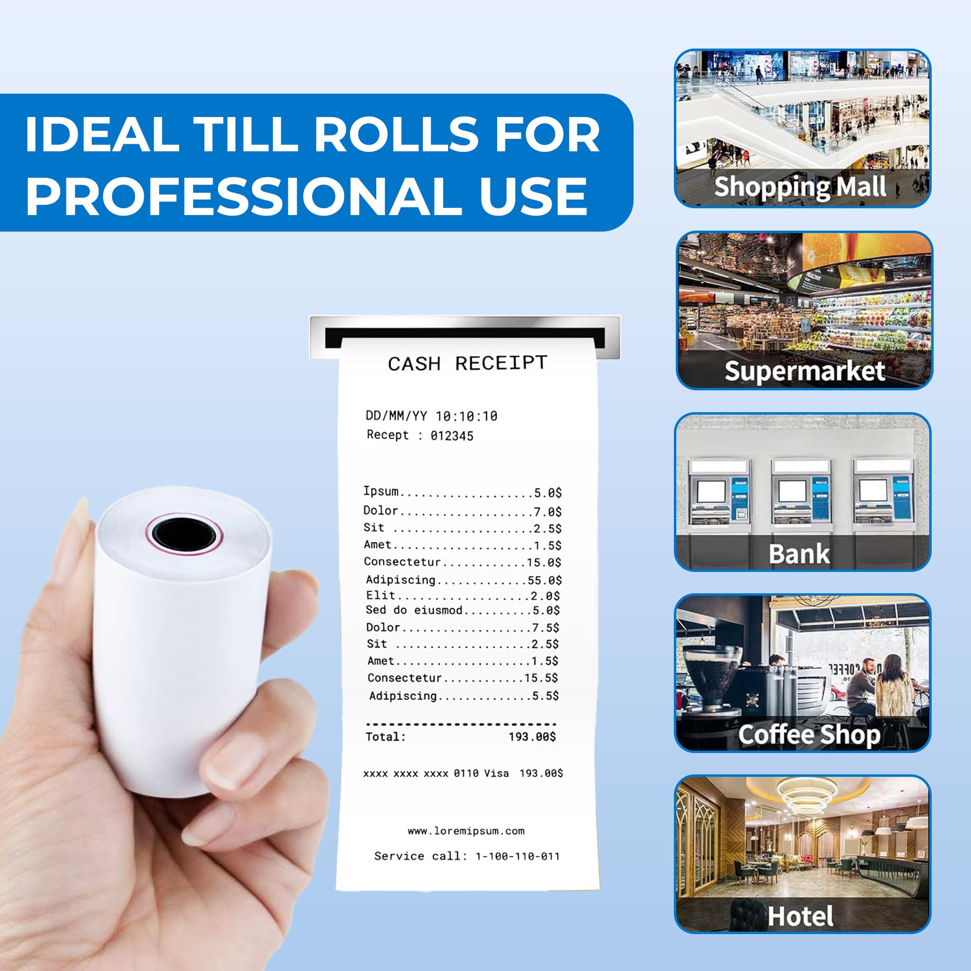 Double Dragon Thermal Receipt Paper Rolls - 20 Pack, 57 x 40mm for Credit Card PDQ Machines 3