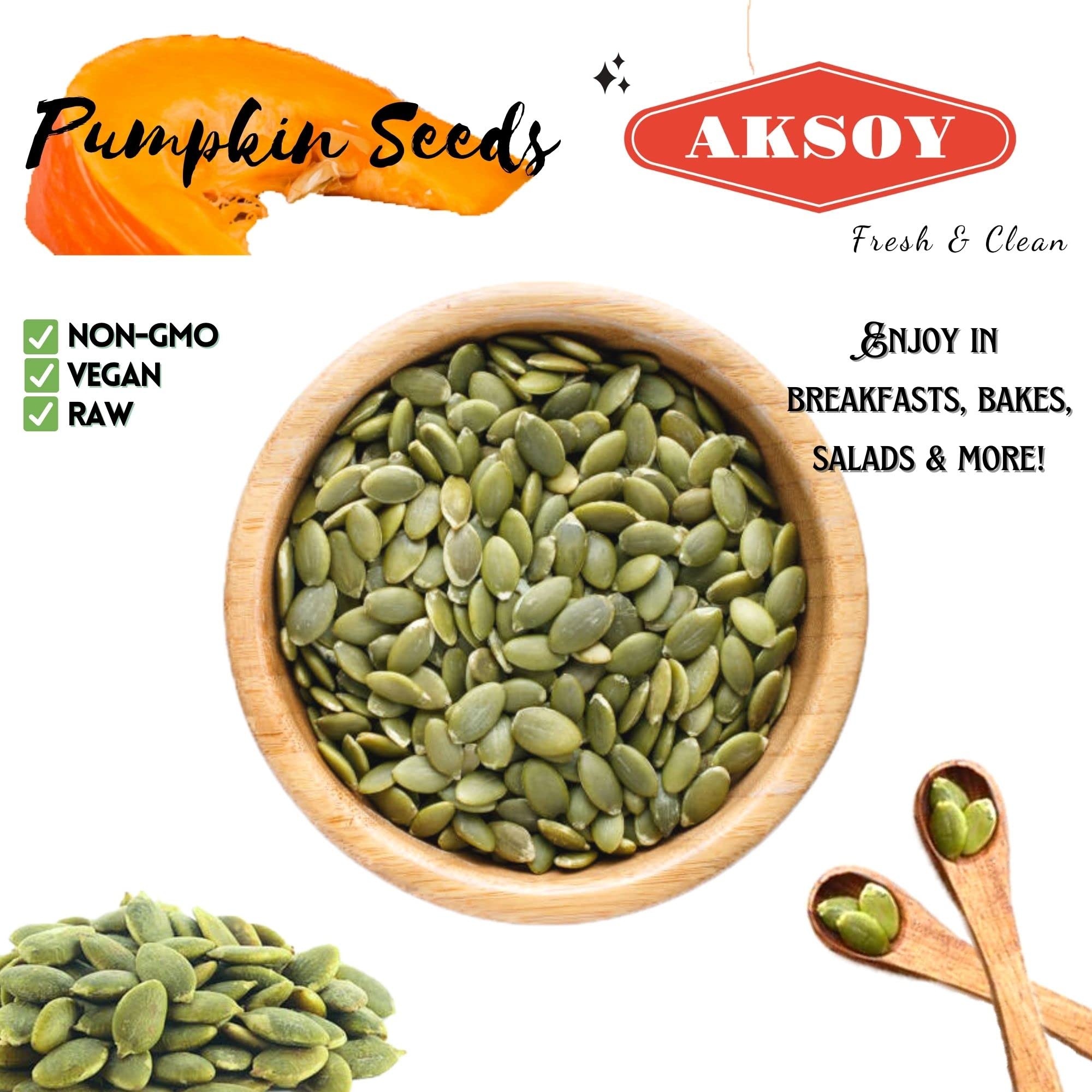 AKSOY Pumpkin Seeds - 650g Raw & Vegan | Rich in Antioxidants & Magnesium