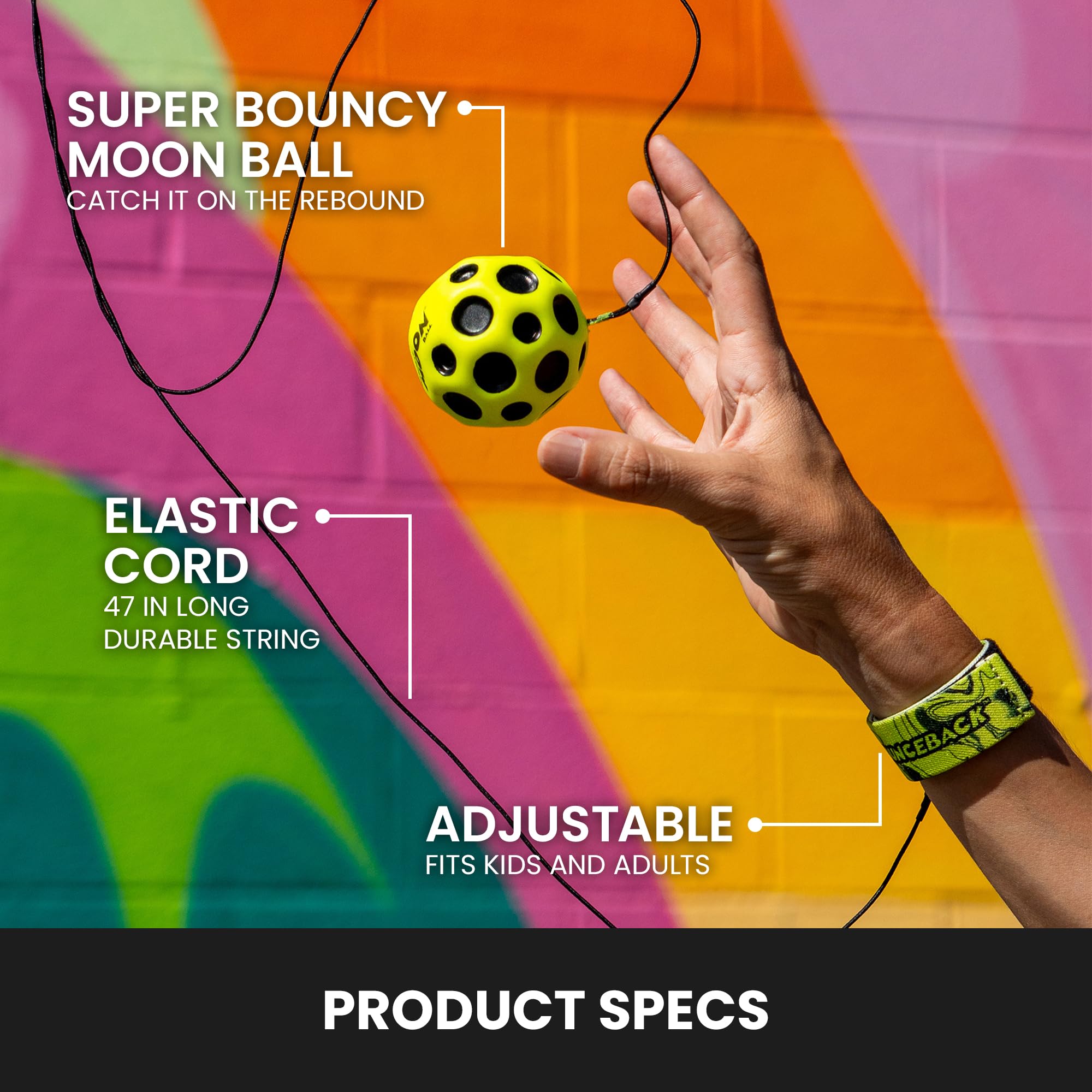 Waboba Bounceback x Returning Moon Ball - High-Bouncing Action | Yellow | 60 mm 5