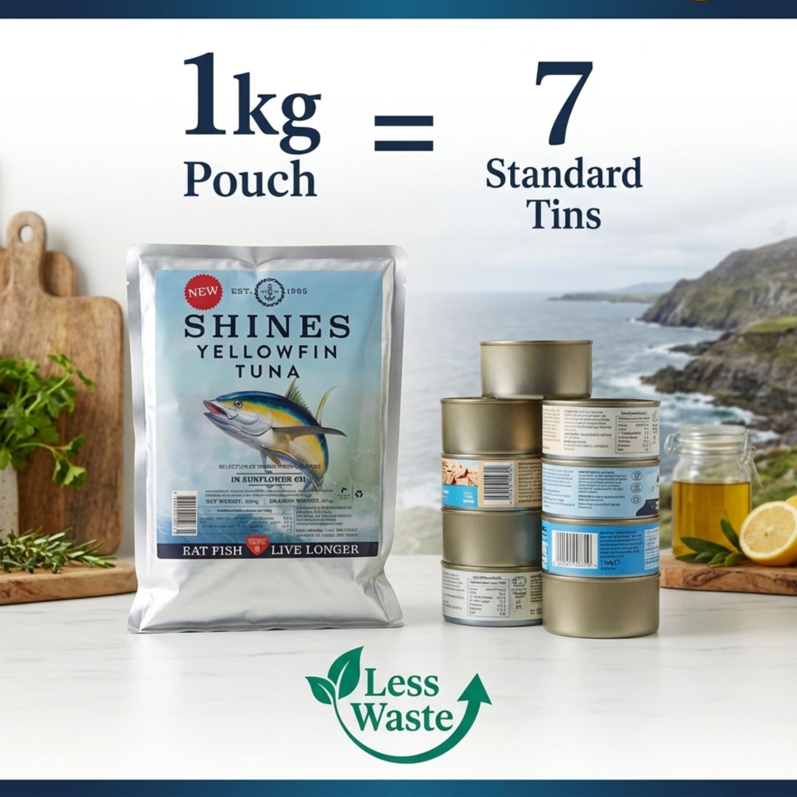 Shines Gourmet Wild Yellowfin Tuna in Oil - 1kg Pouch | High Omega 3 | Low Carb | Gluten-Free 5