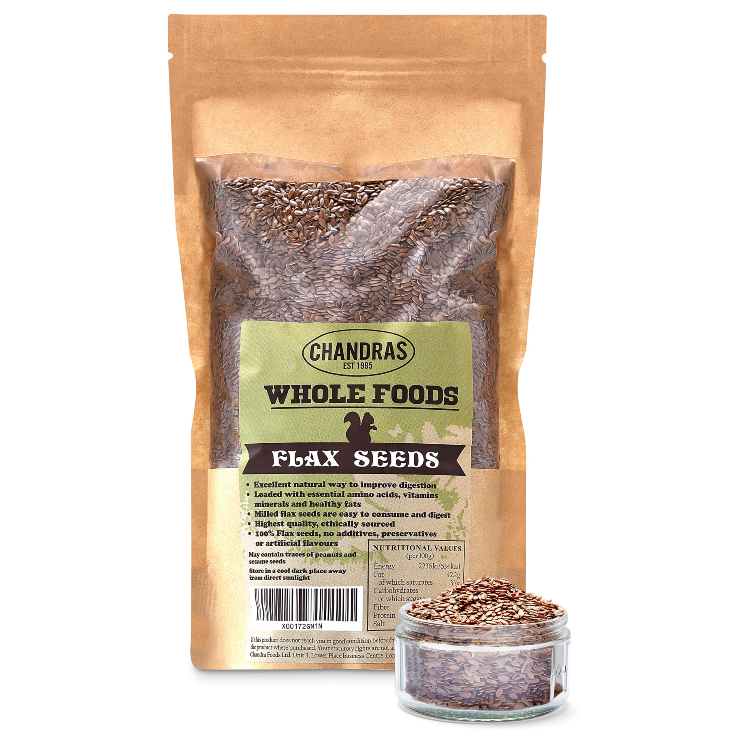 CHANDRA Whole Foods Flax Seeds - 1KG Pack | High Fibre, Low Carb | Vegan & Keto Friendly