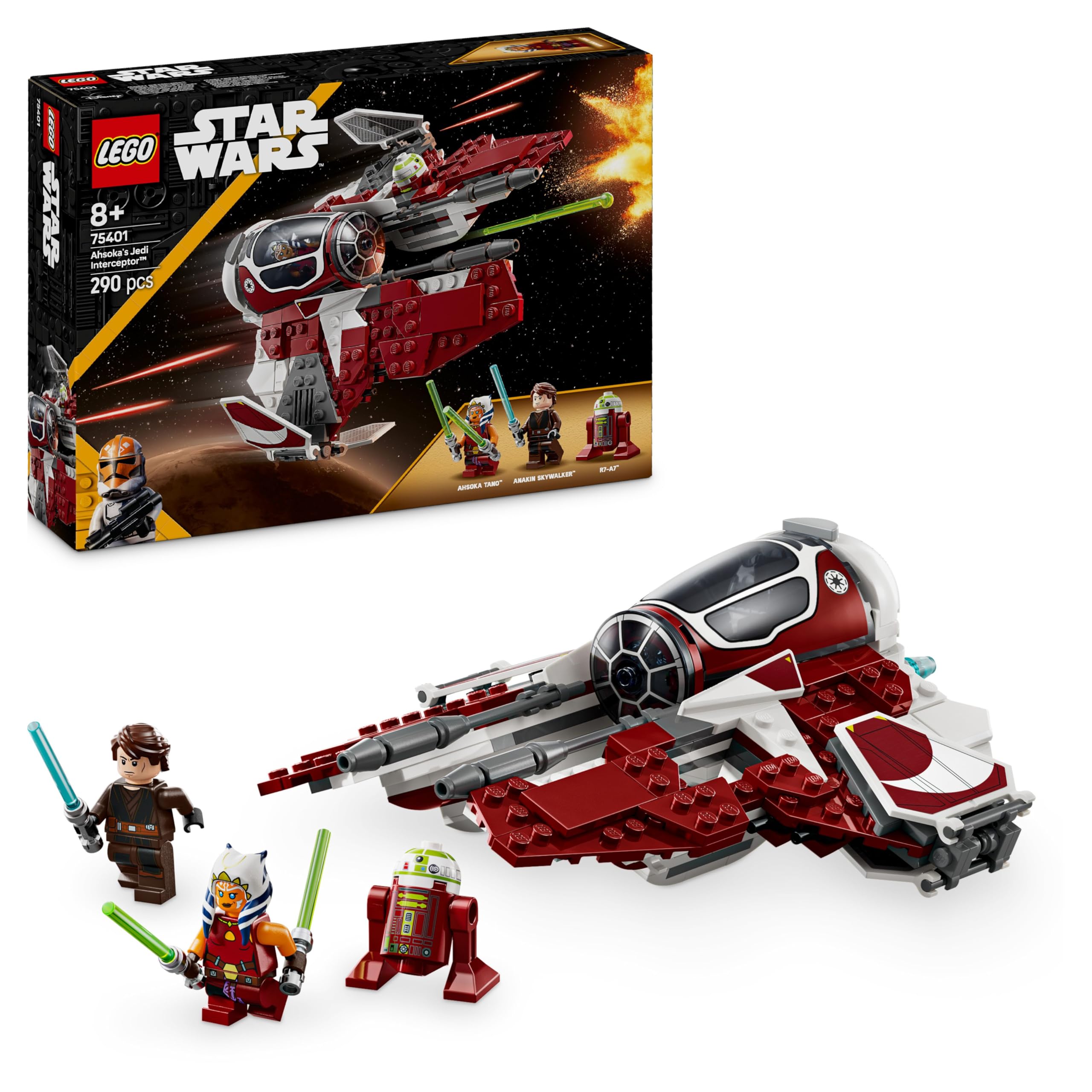 LEGO Star Wars 75401 Ahsoka’s Jedi Interceptor Building Set with 2 Minifigures | Ages 8+