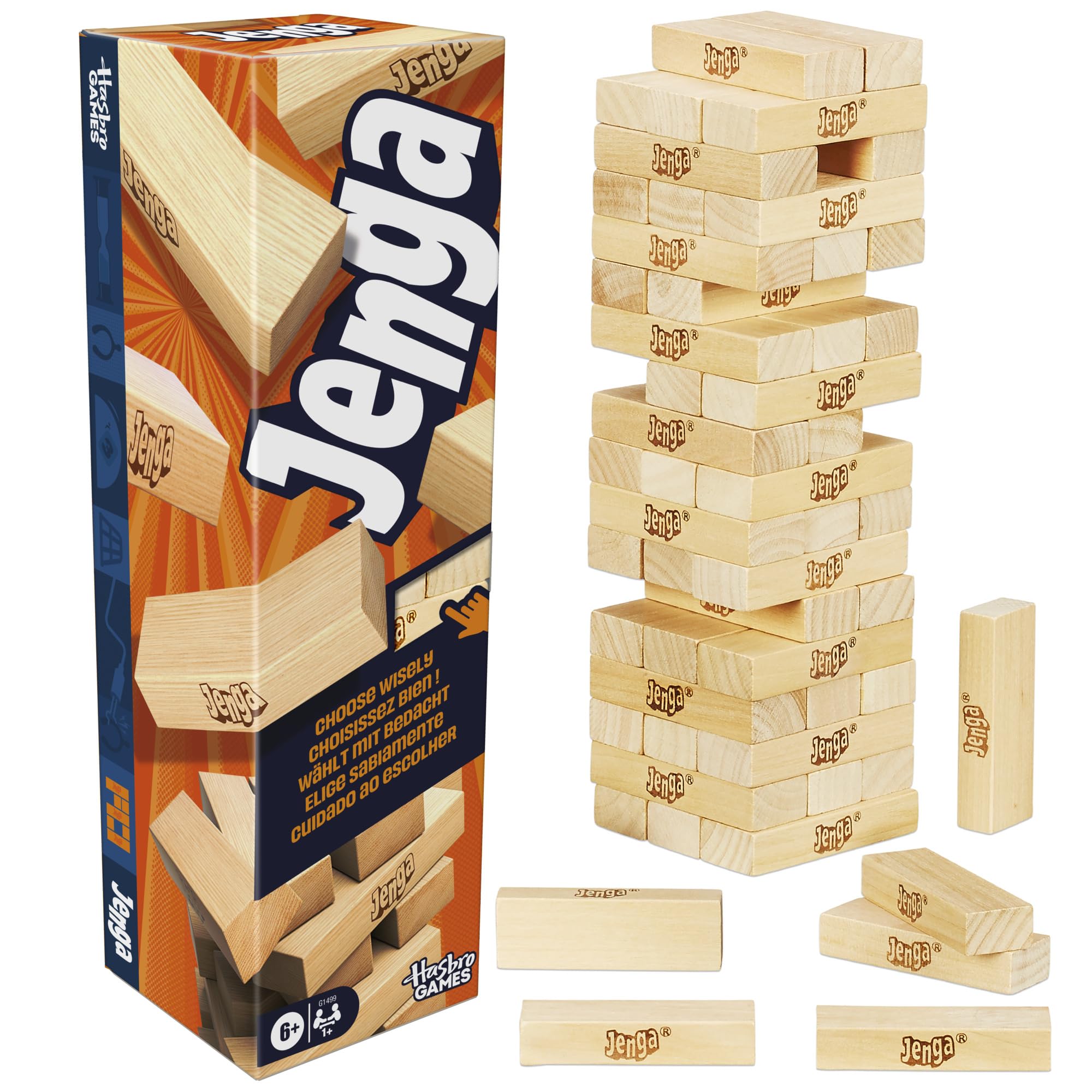 Hasbro Gaming Jenga Game with Digital Die | 54 Wood Blocks | Ages 6+