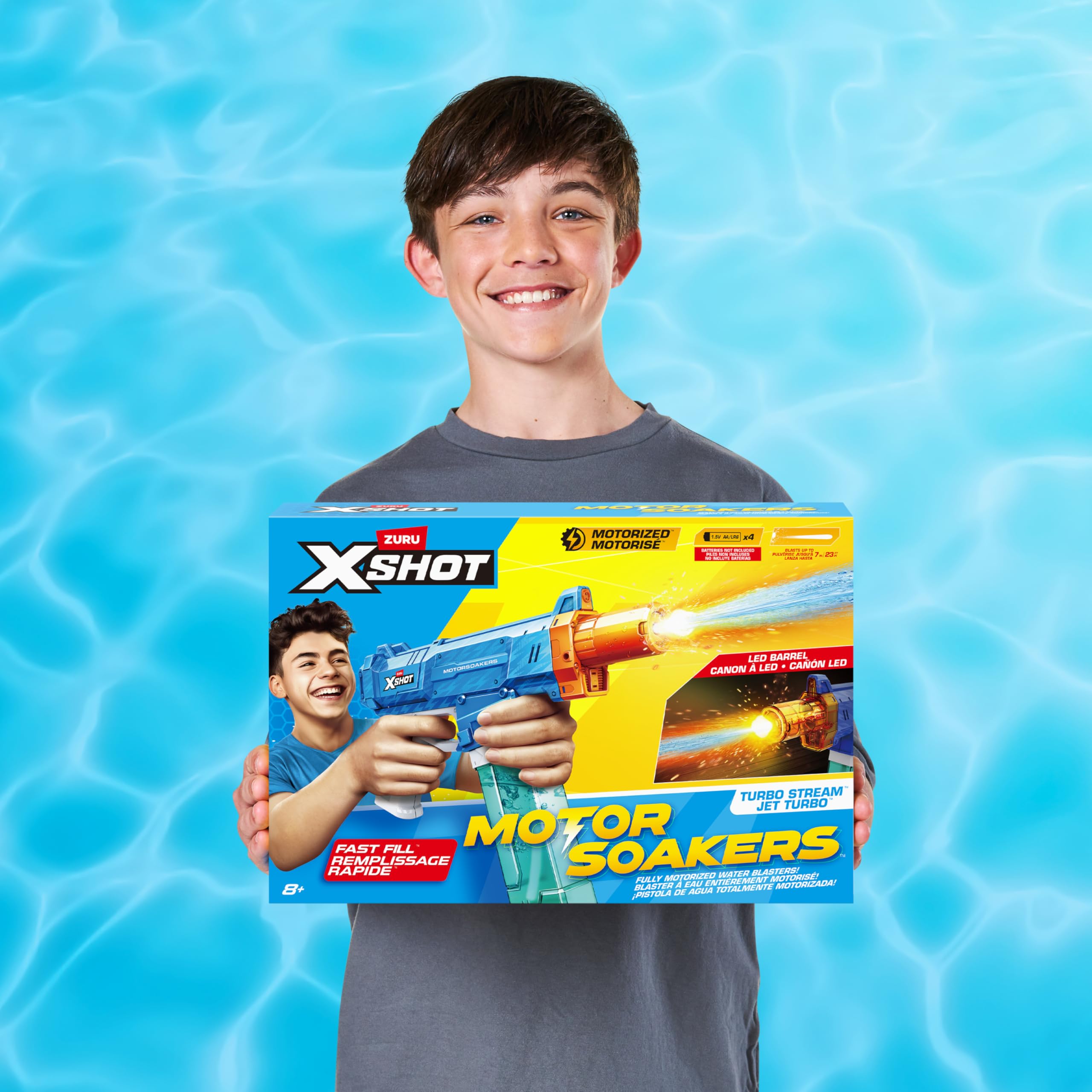 XSHOT Water Turbo Stream Motor Soaker by ZURU - Motorized Blaster with 30FT Range | Fast-Fill 5