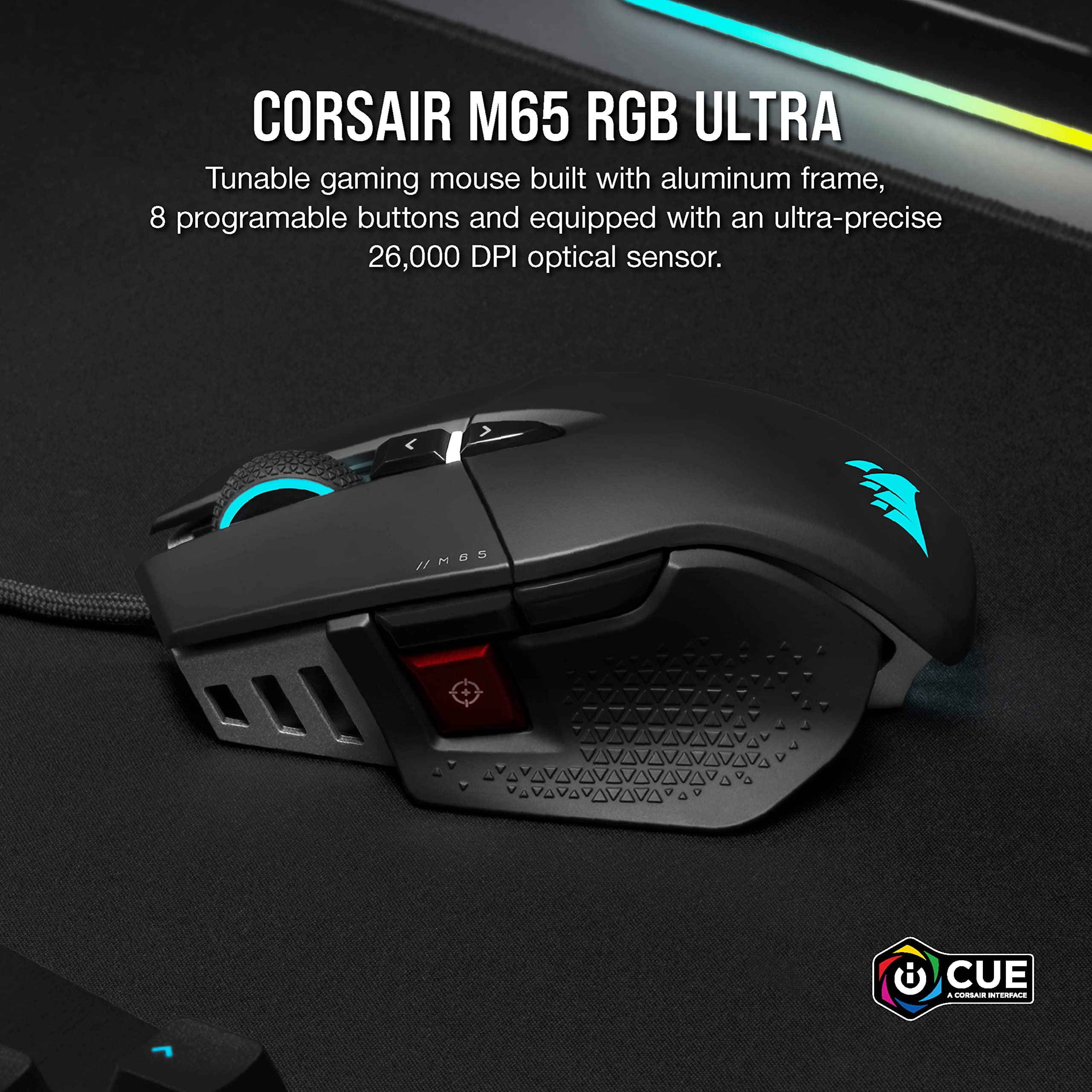 Corsair M65 RGB ULTRA Tunable FPS Gaming Mouse - CORSAIR MARKSMAN 26,000 DP 8