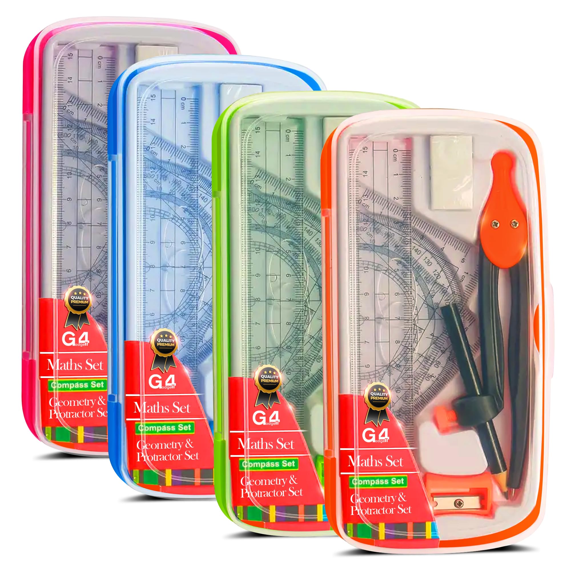 G4GADGET 8-Piece Maths Geometry Set – Compass, Protractor, Ruler, Pencil & Accessories 1