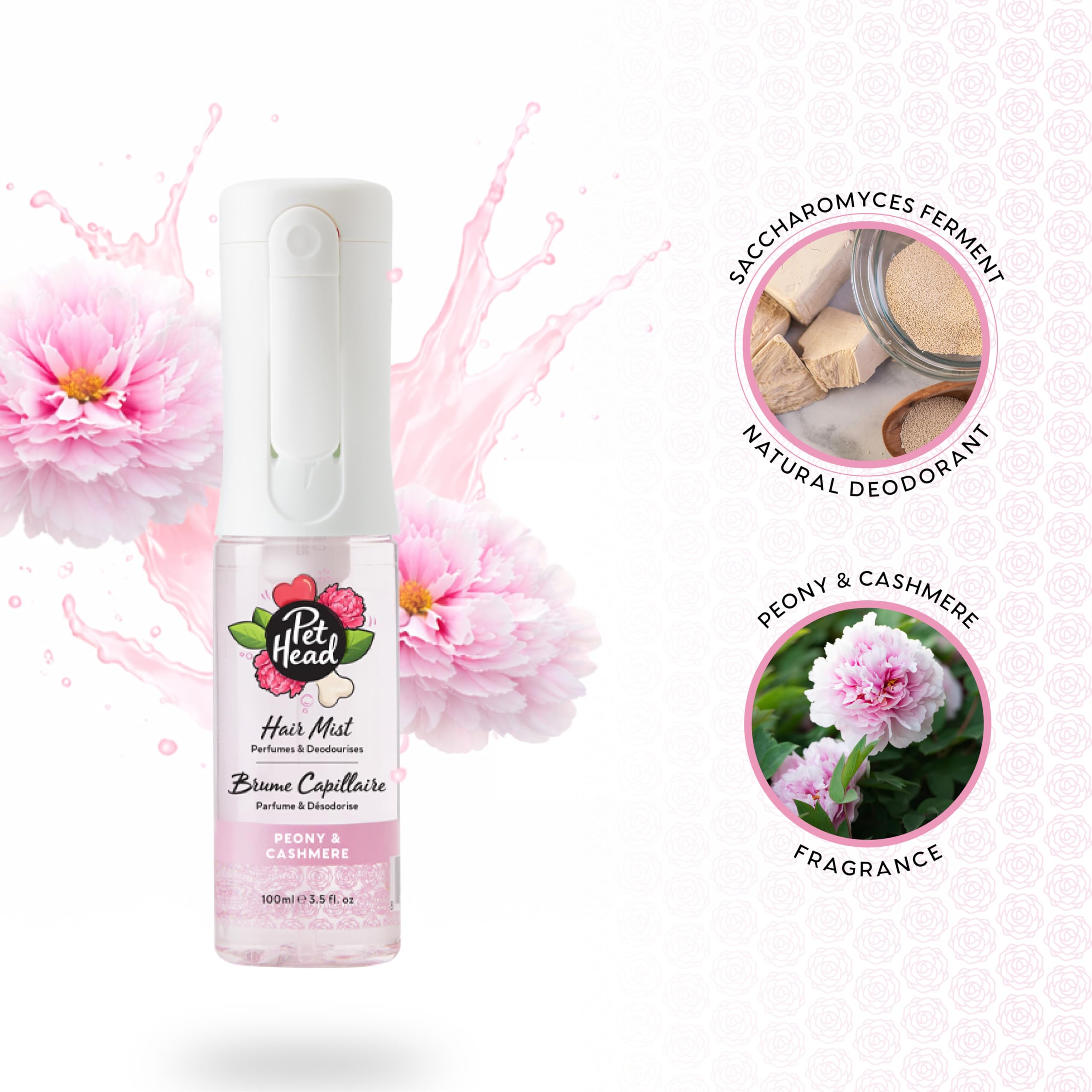 Pet Head Dog Hair Mist - Peony & Cashmere Fragrance | Alcohol-Free | 100 ml 3