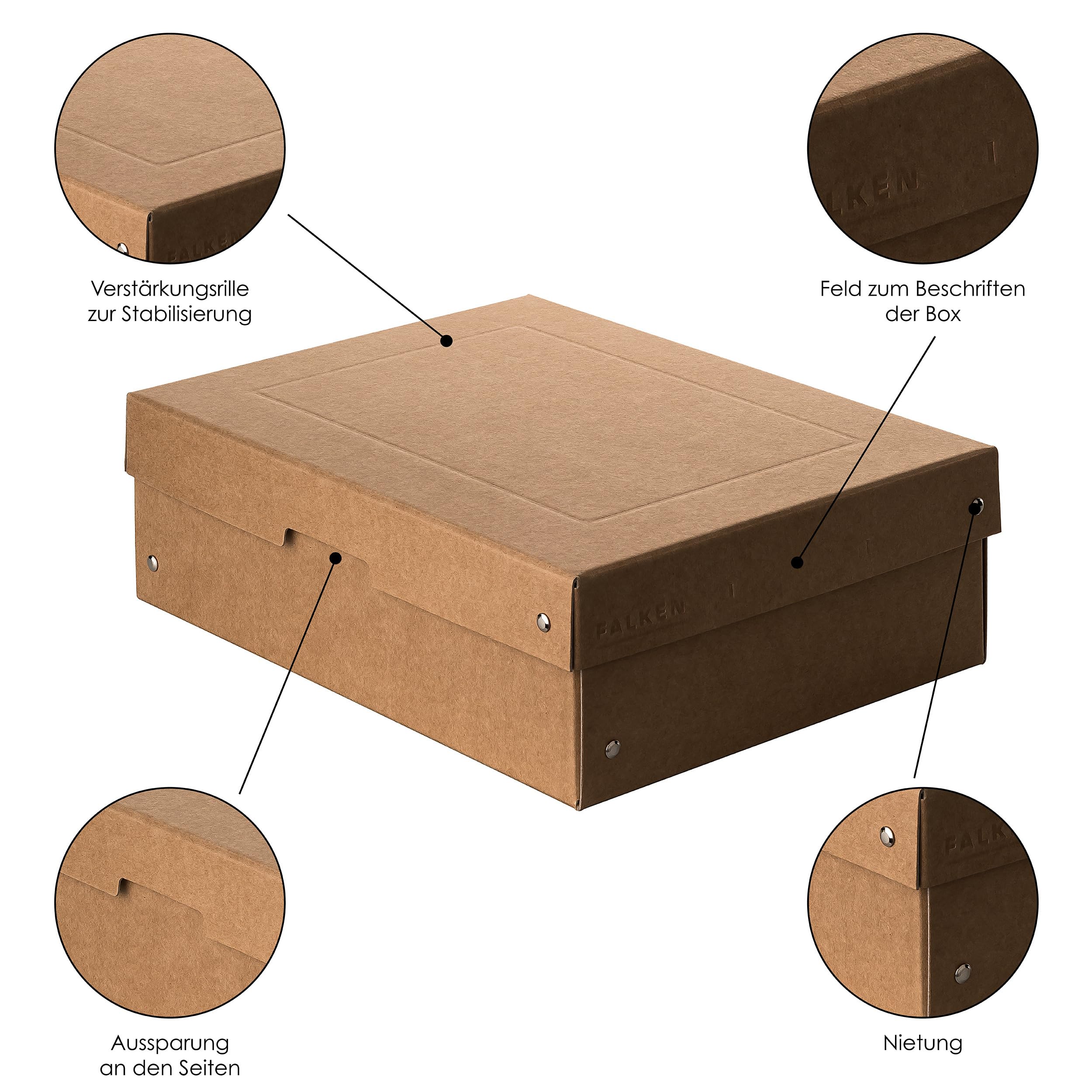 FALKEN Original PureBox Nature Box Mailer - DIN A4, 100mm High, Brown Cardboard 4