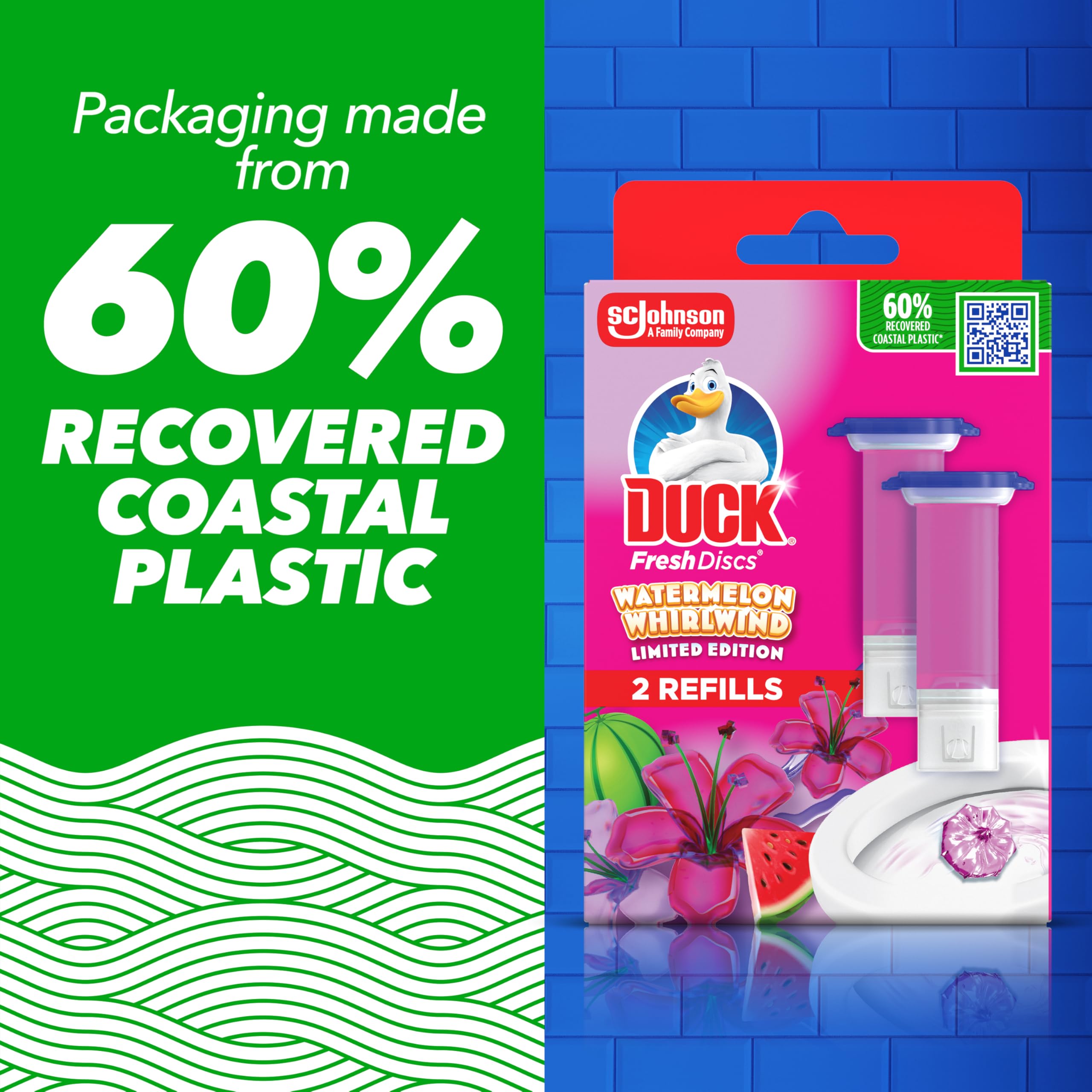 DUCK Fresh Discs Toilet Cleaner Refill Twin Pack Watermelon Whirlwind 5 Count 6