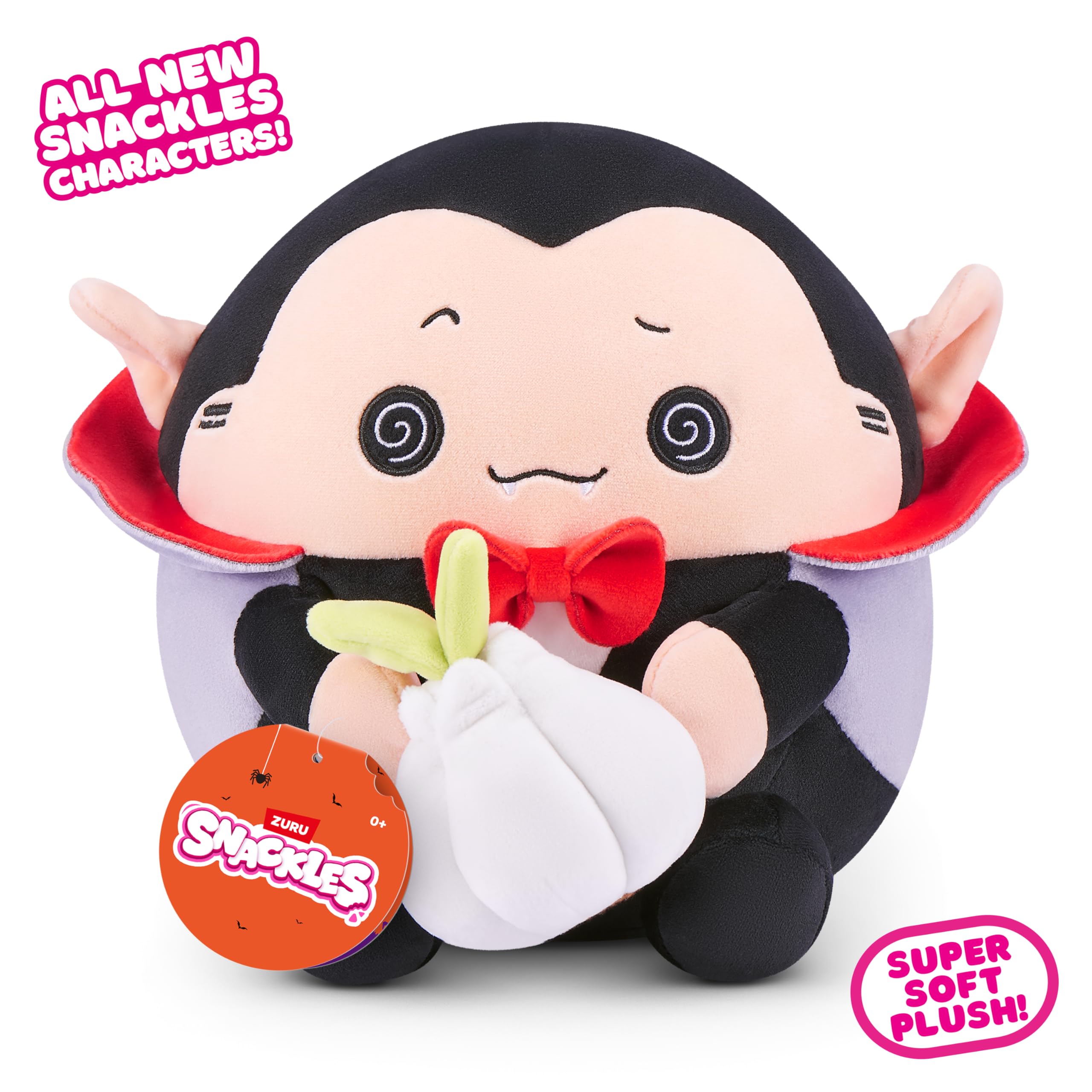 Snackles Draco the Vampire 8-inch Soft Doll with Garlic Bulb Plush Toy by ZURU 3