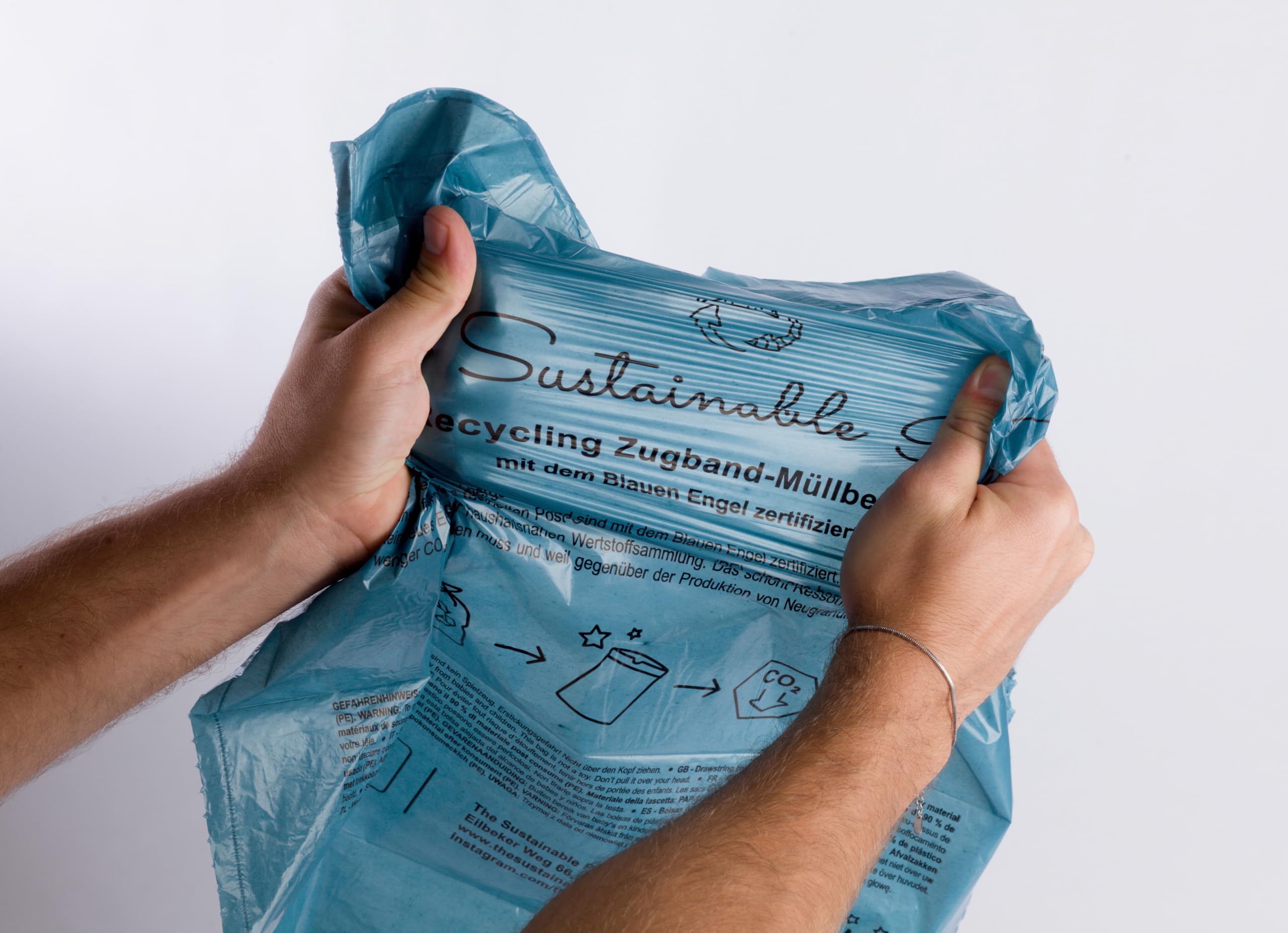The Sustainable People Recycled Drawstring Bin Liners - 20L Capacity | 15 Count | Blue 6