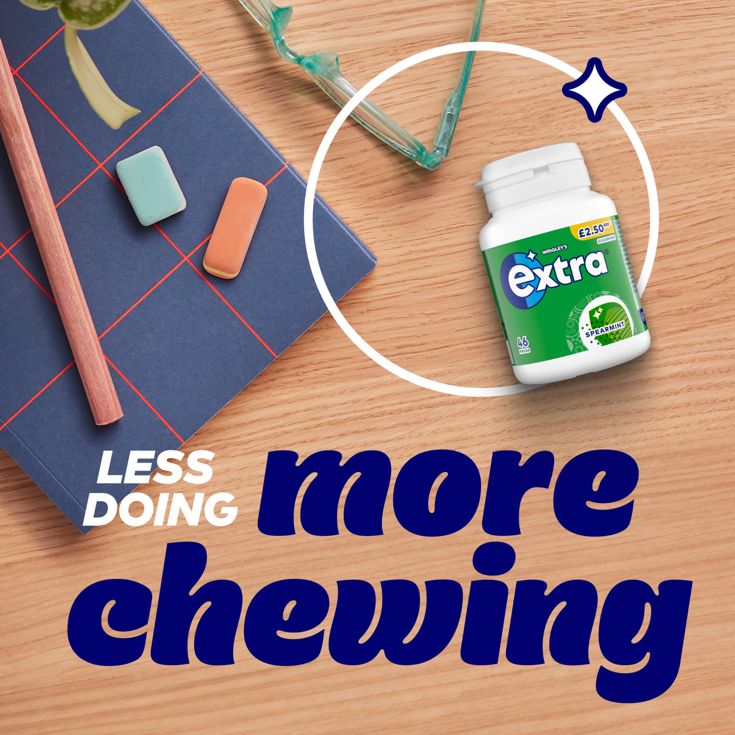 Extra Sugar Free Chewing Gum - Spearmint Flavor Bottle | 46 Pieces 3