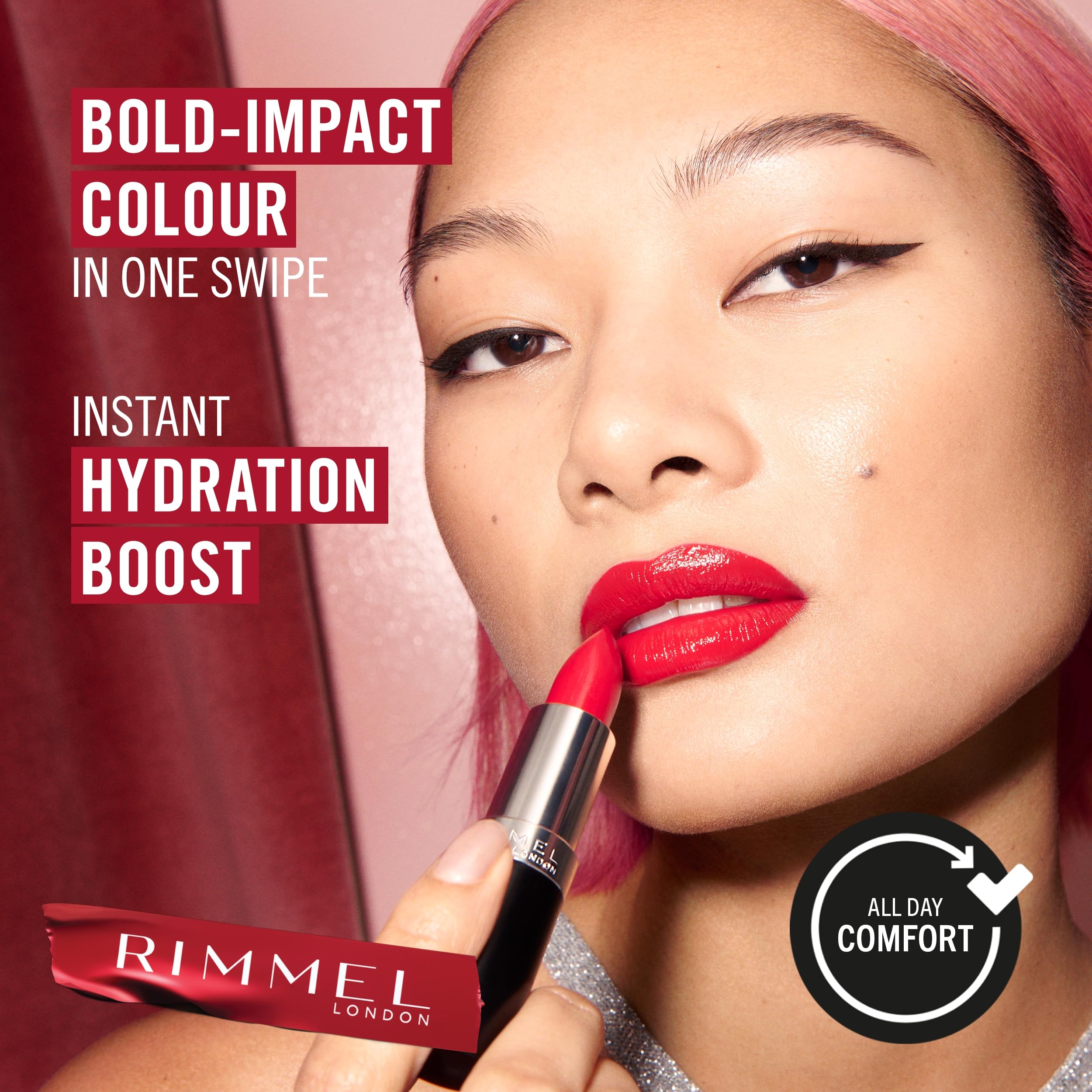 Rimmel Lasting Finish Lipstick 077 Brink Of Pink - Creamy Satin Finish, 10g 3