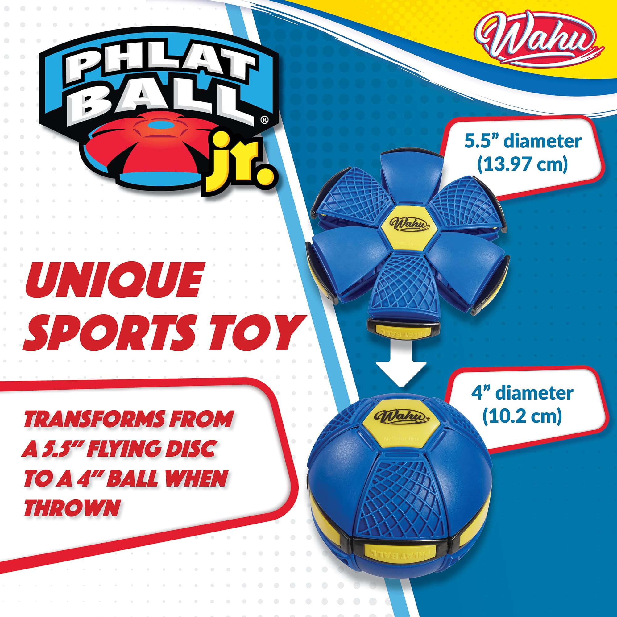 Goliath Phlat Ball Junior Transforming Toy Disc to Ball | Blue | Ages 6+ | Plastic 5