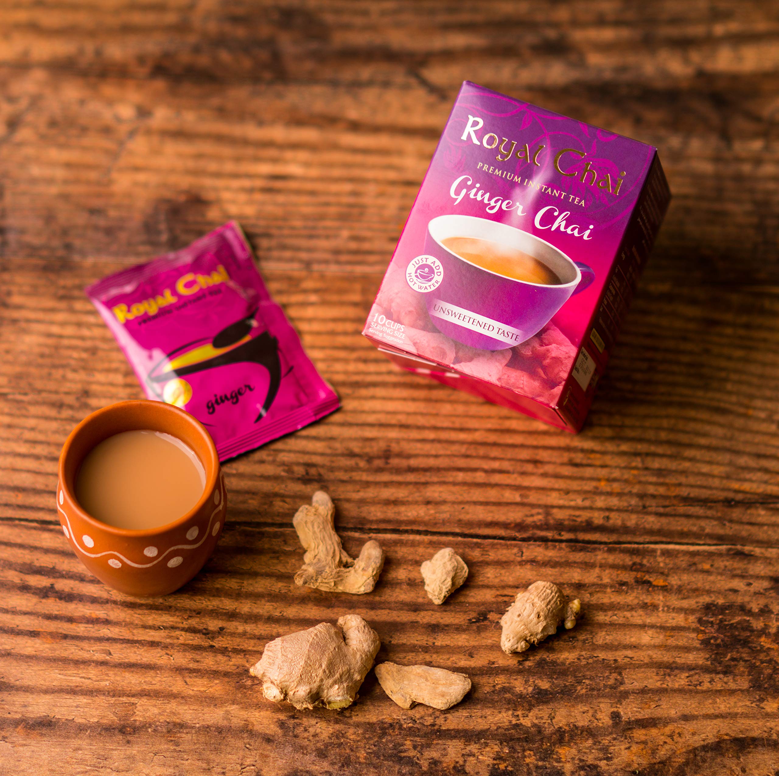 Royal Chai Premium Ingwer Instant Indischer Tee Ungesüßt - 10 Beutel (180g) 5