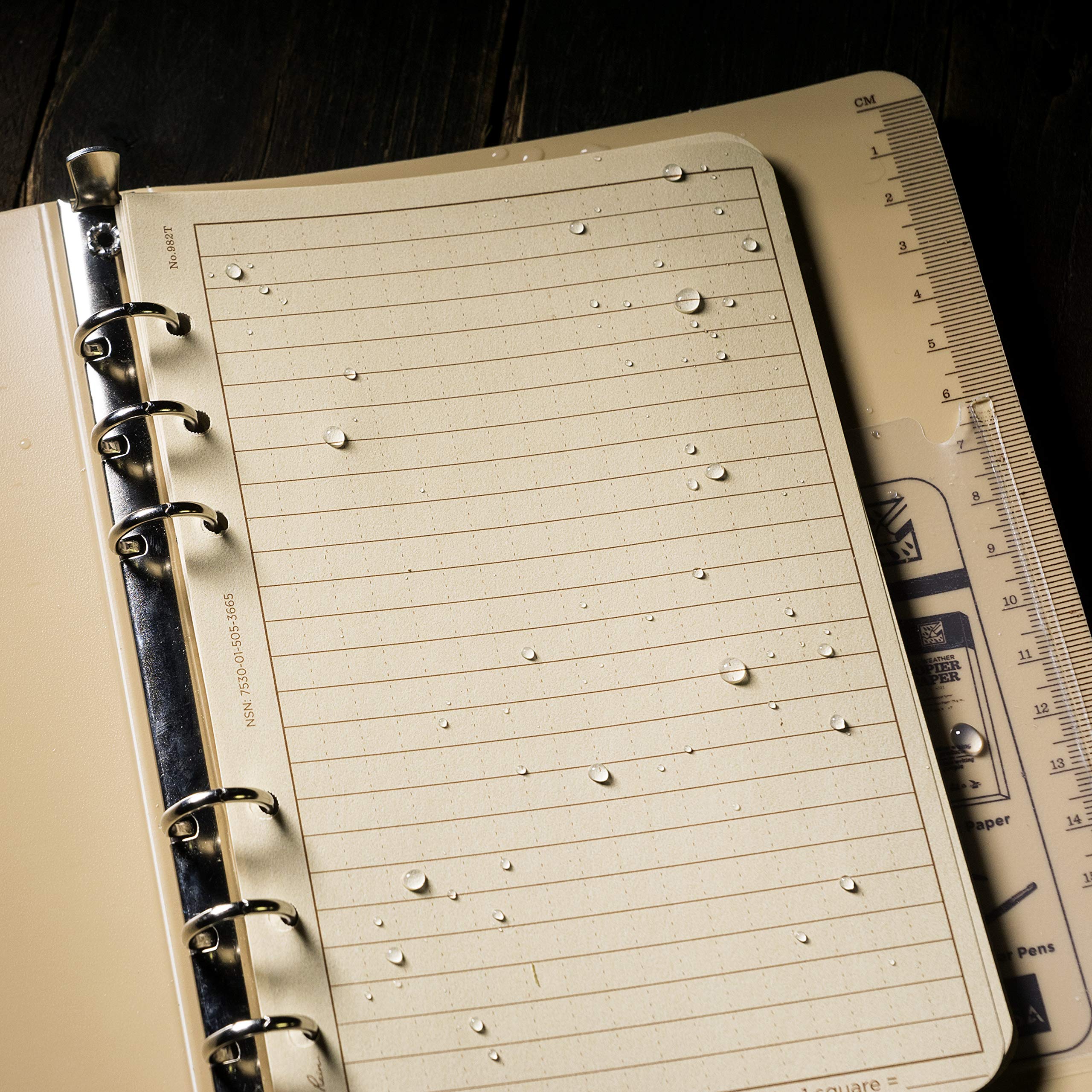 Rite in the Rain Waterproof Loose Leaf Paper - 6-Hole Punch, 4 5/8" x 7", Tan, 100 Sheets 6