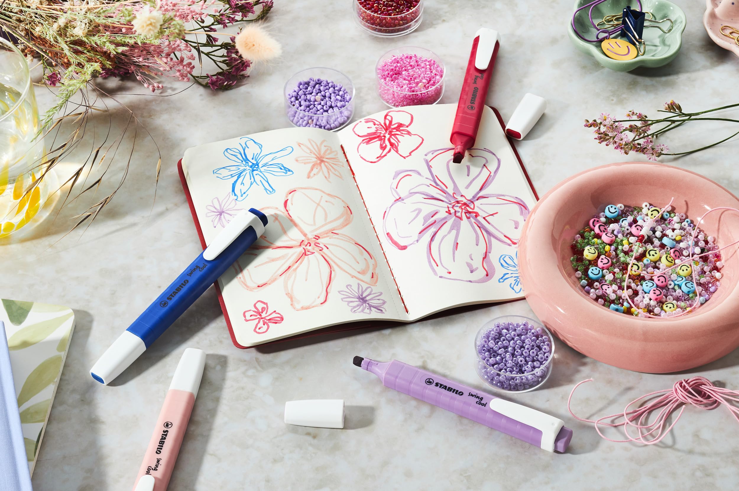 STABILO swing cool NatureCOLORS Wildflower Highlighter - Pack of 4 | Chisel Tip | Anti-Dry-Out 5