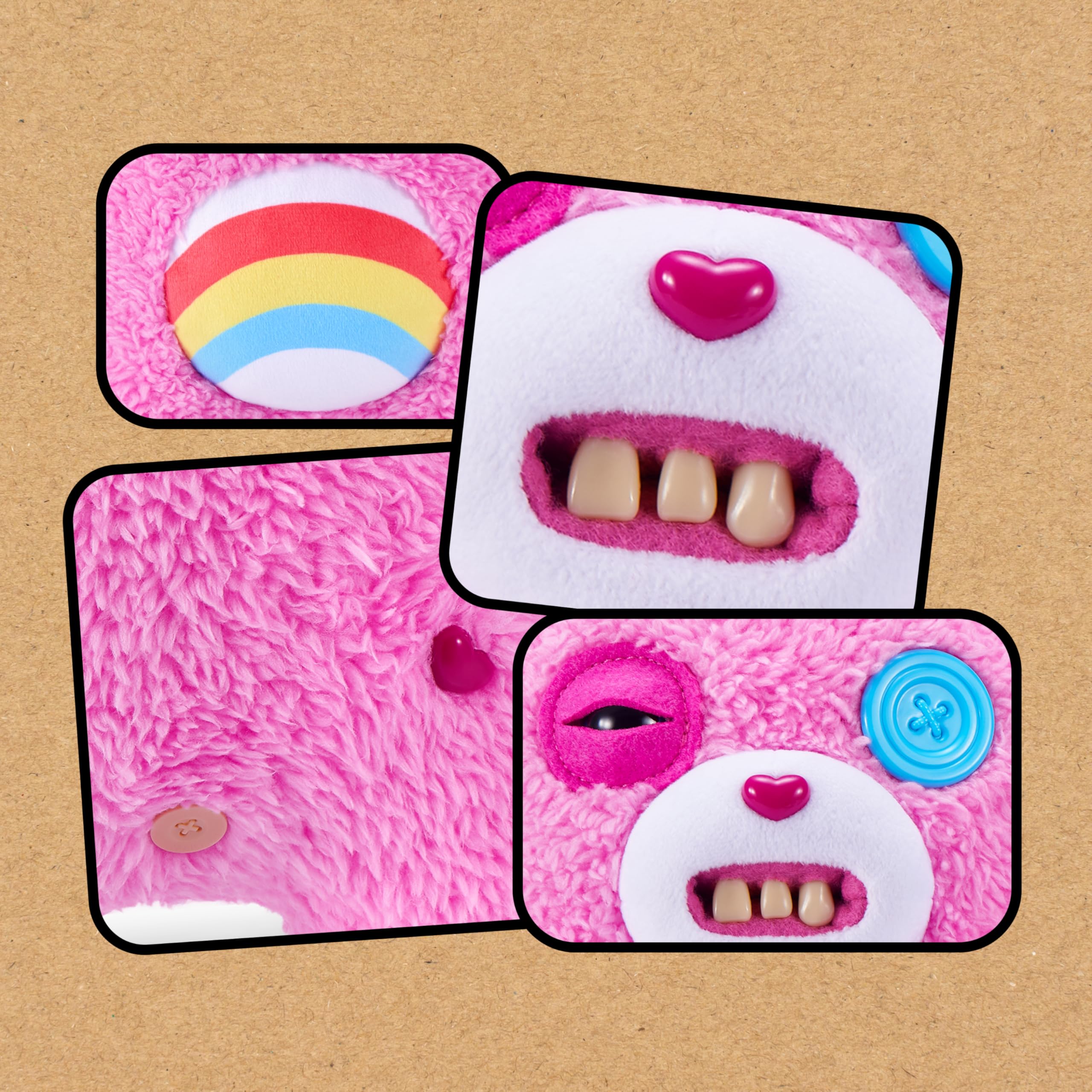 Fuggler Care Bears 9-Inch Plush Toy - Cheer Bear | Human-Like Teeth | Ages 4+ 5