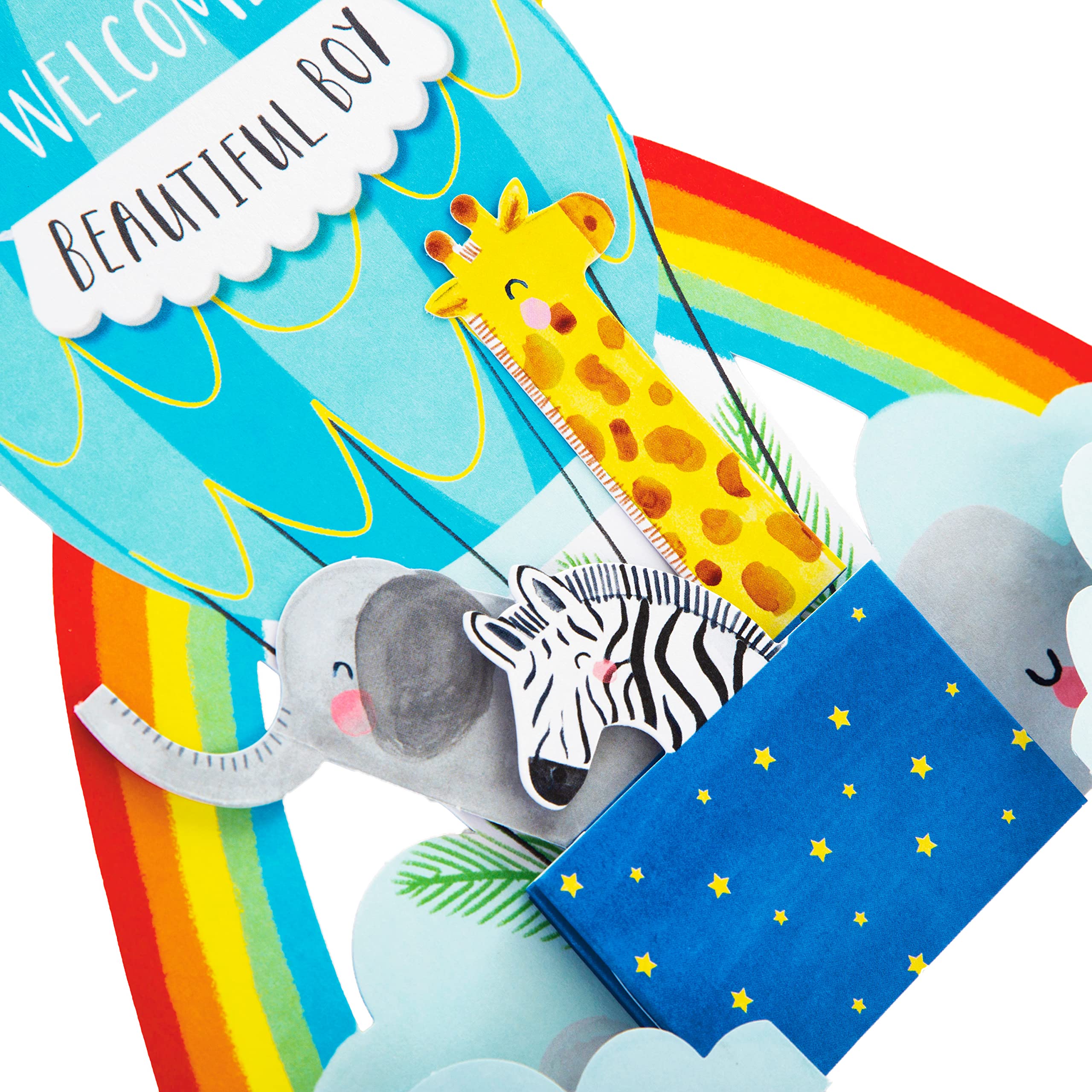 Hallmark Baby Boy Congratulations Card - 3D Pop-Out Hot Air Balloon | Die-Cut Board | 19.8cm x 19.8cm 5
